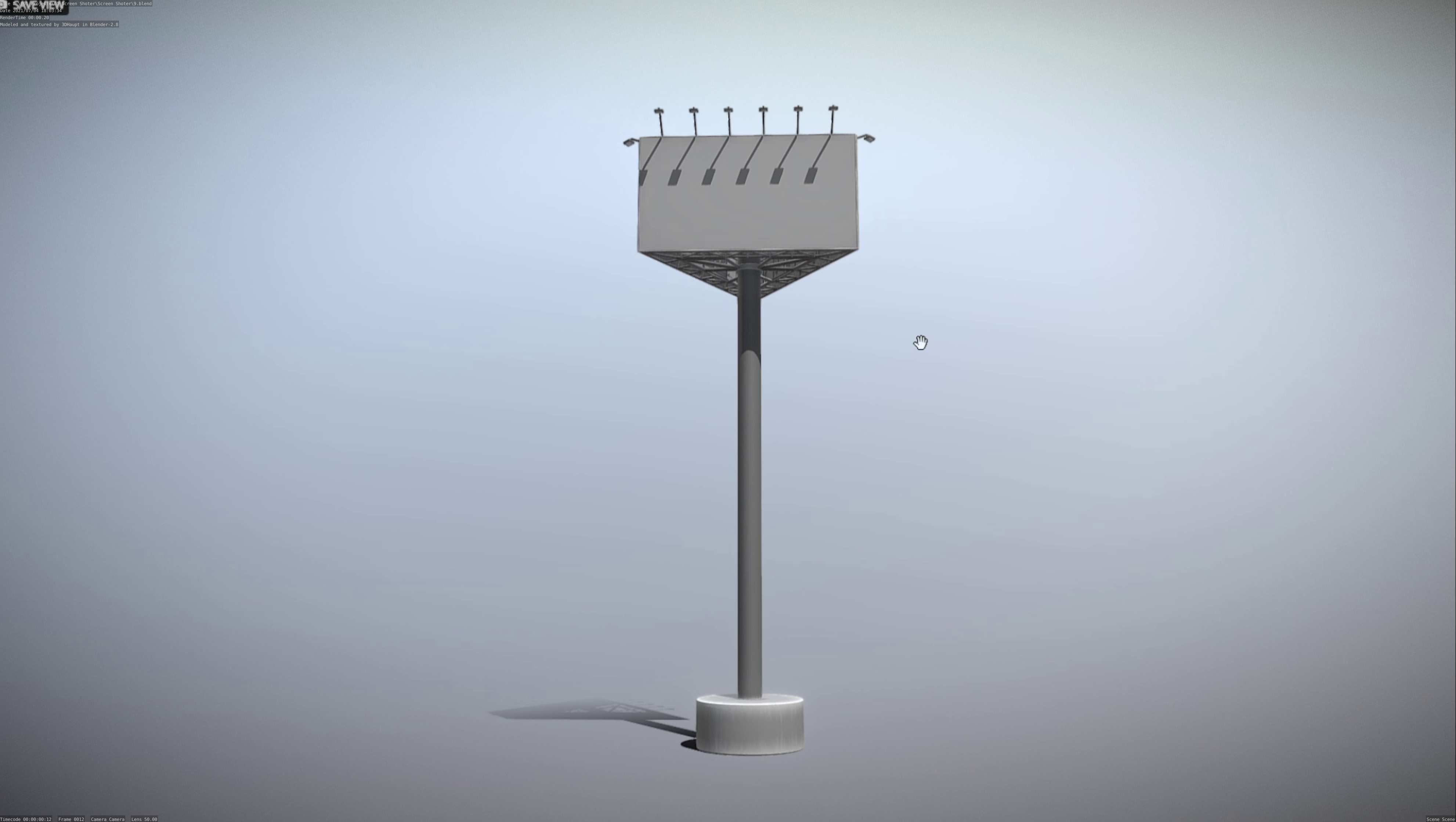 Billboard Three Sided with Metal Pole High-Poly 3D model_65