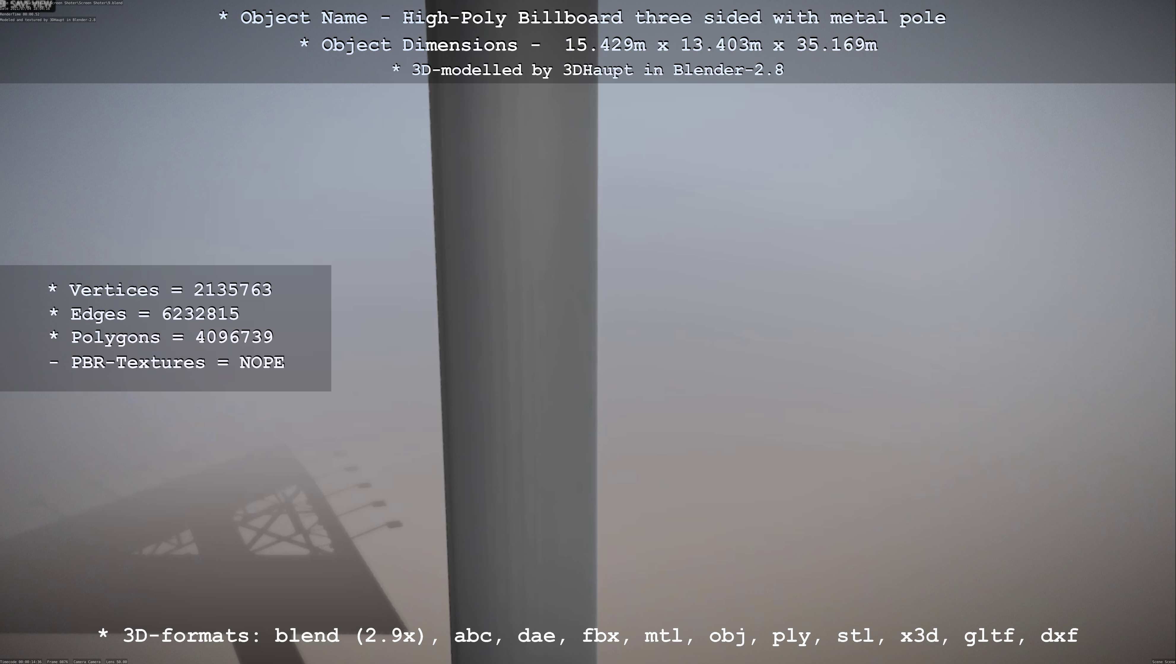 Billboard Three Sided with Metal Pole High-Poly 3D model_33