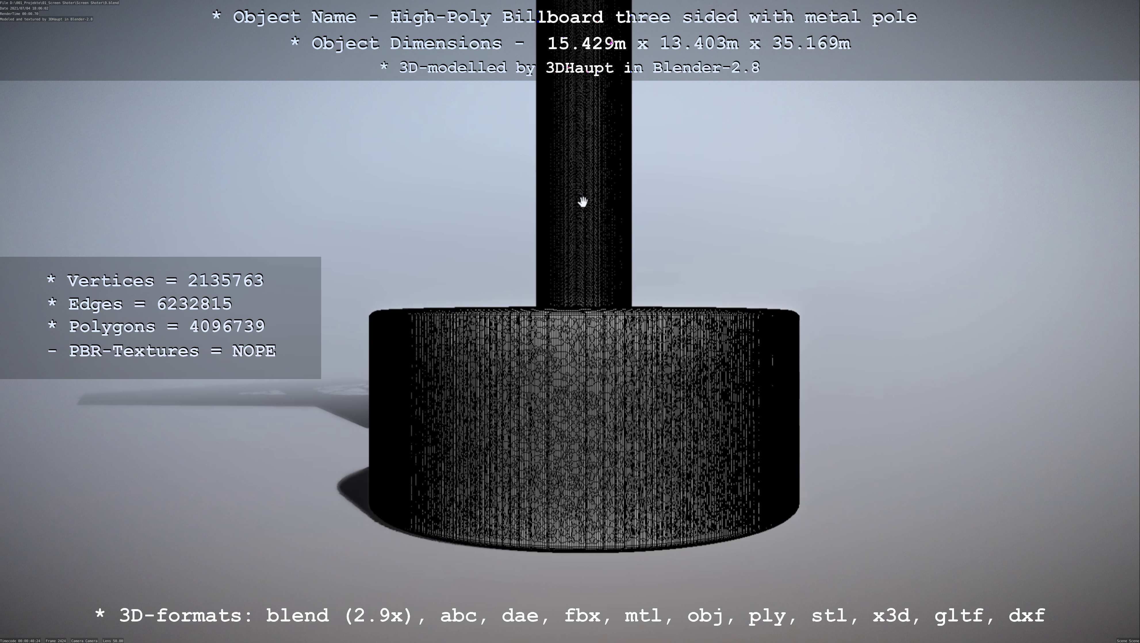 Billboard Three Sided with Metal Pole High-Poly 3D model_105