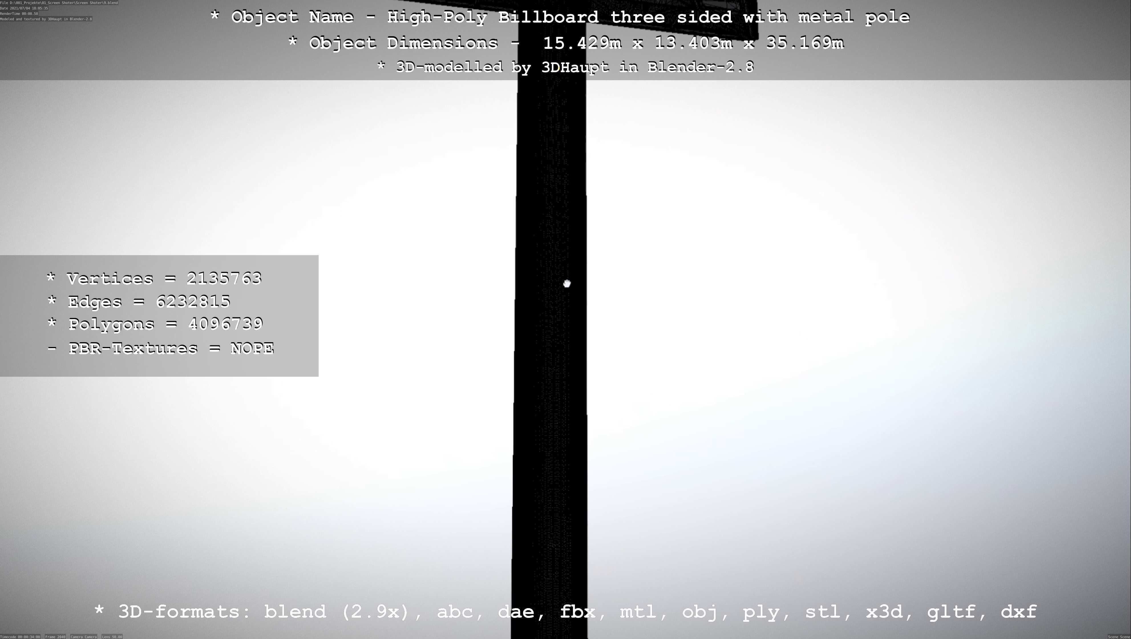 Billboard Three Sided with Metal Pole High-Poly 3D model_94