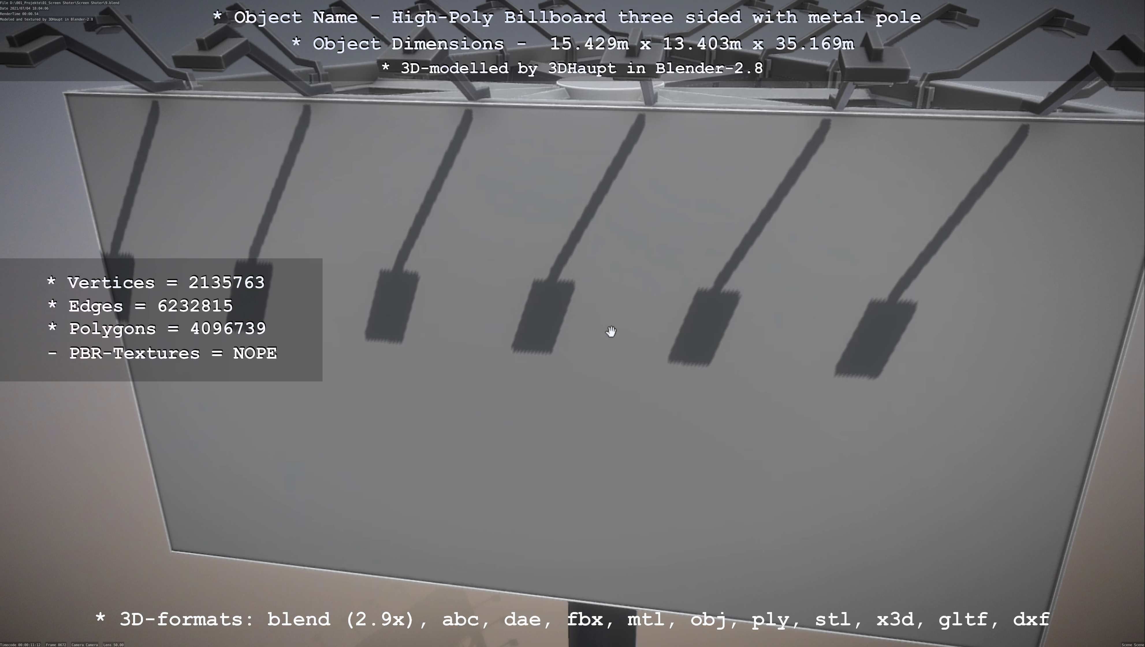 Billboard Three Sided with Metal Pole High-Poly 3D model_60