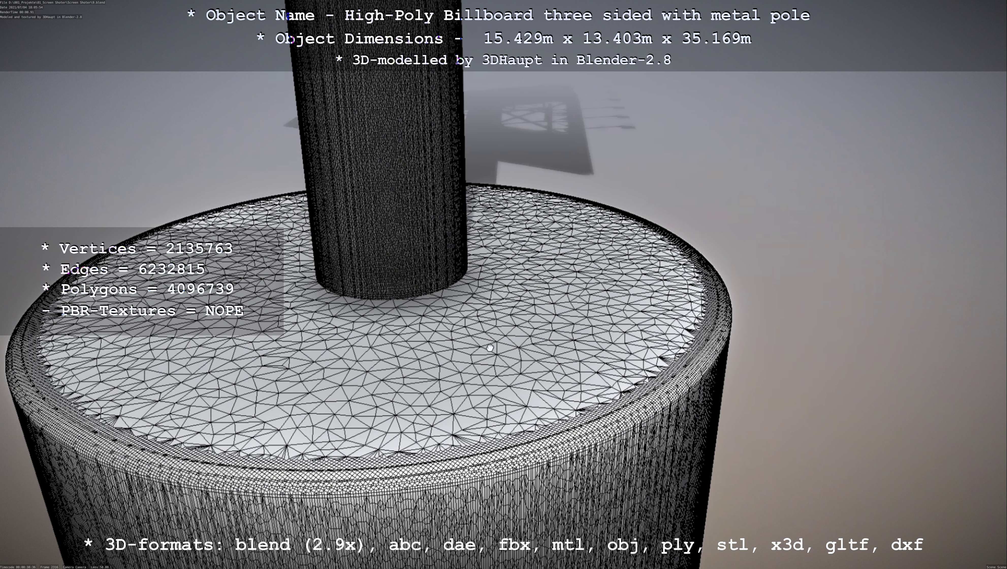 Billboard Three Sided with Metal Pole High-Poly 3D model_102