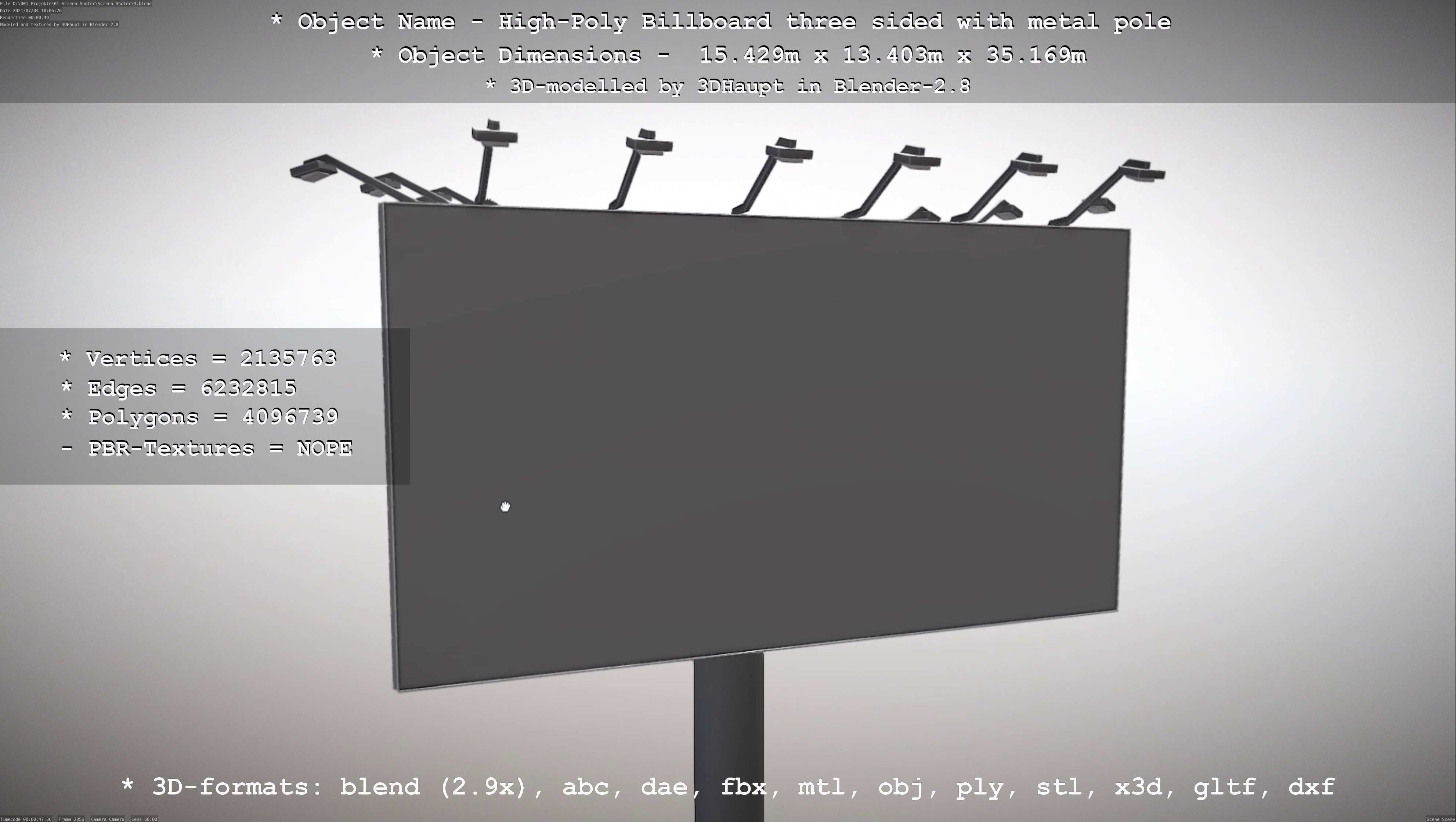 Billboard Three Sided with Metal Pole High-Poly 3D model_118