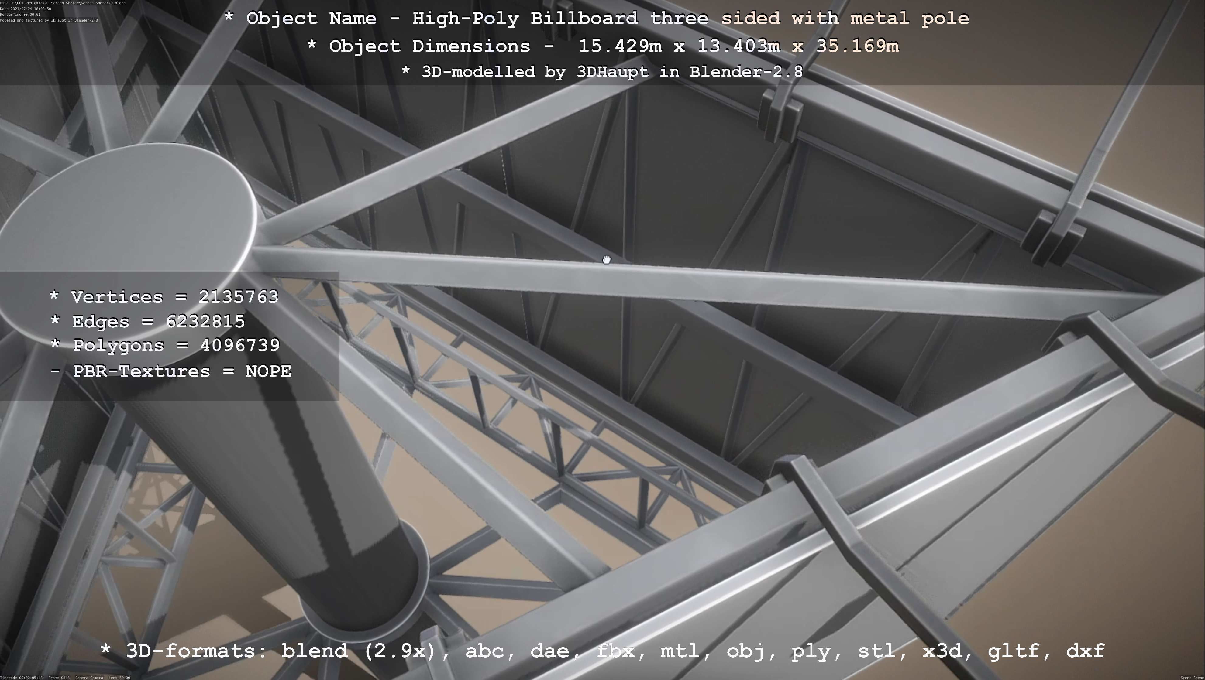 Billboard Three Sided with Metal Pole High-Poly 3D model_120