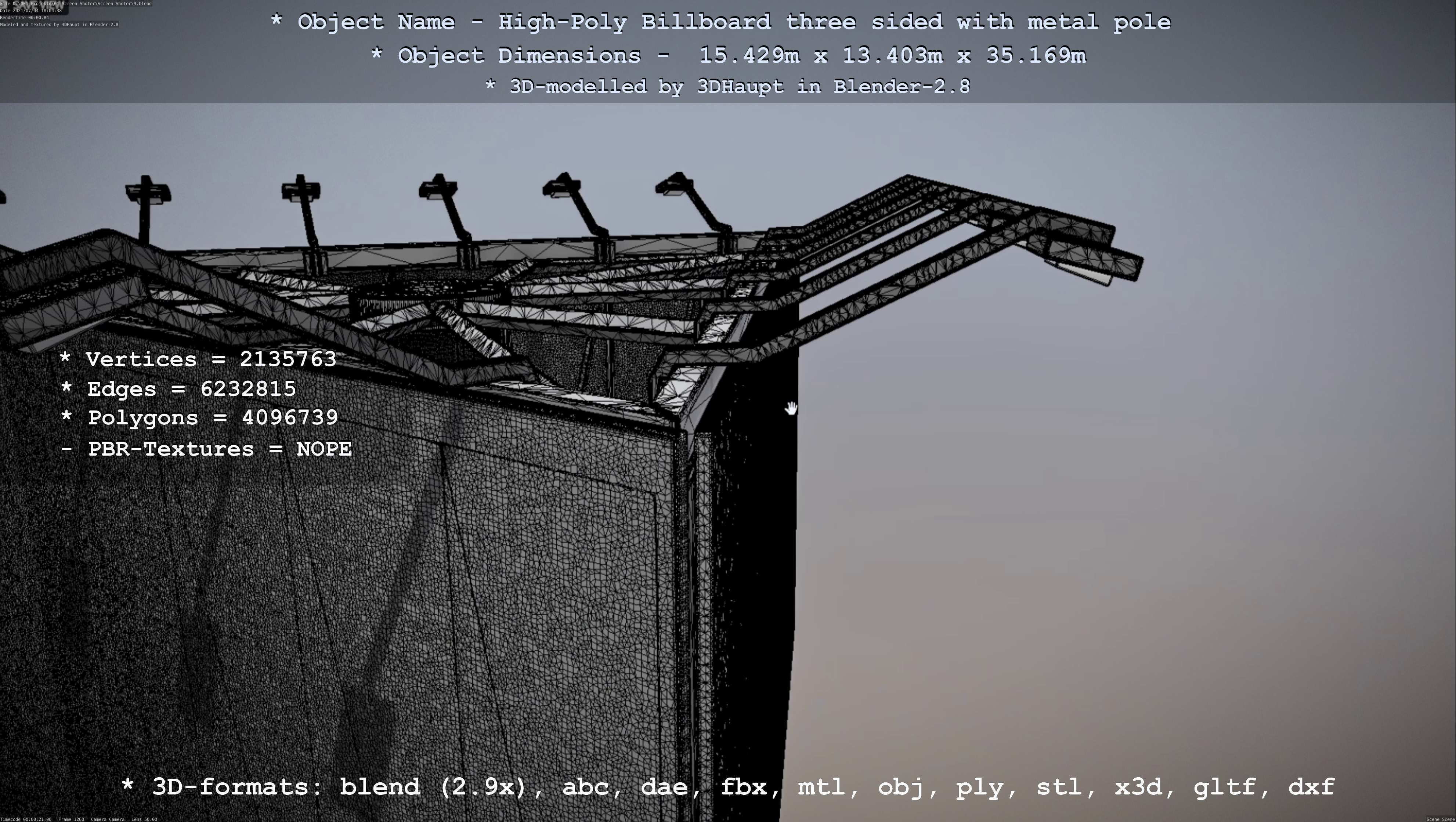 Billboard Three Sided with Metal Pole High-Poly 3D model_75