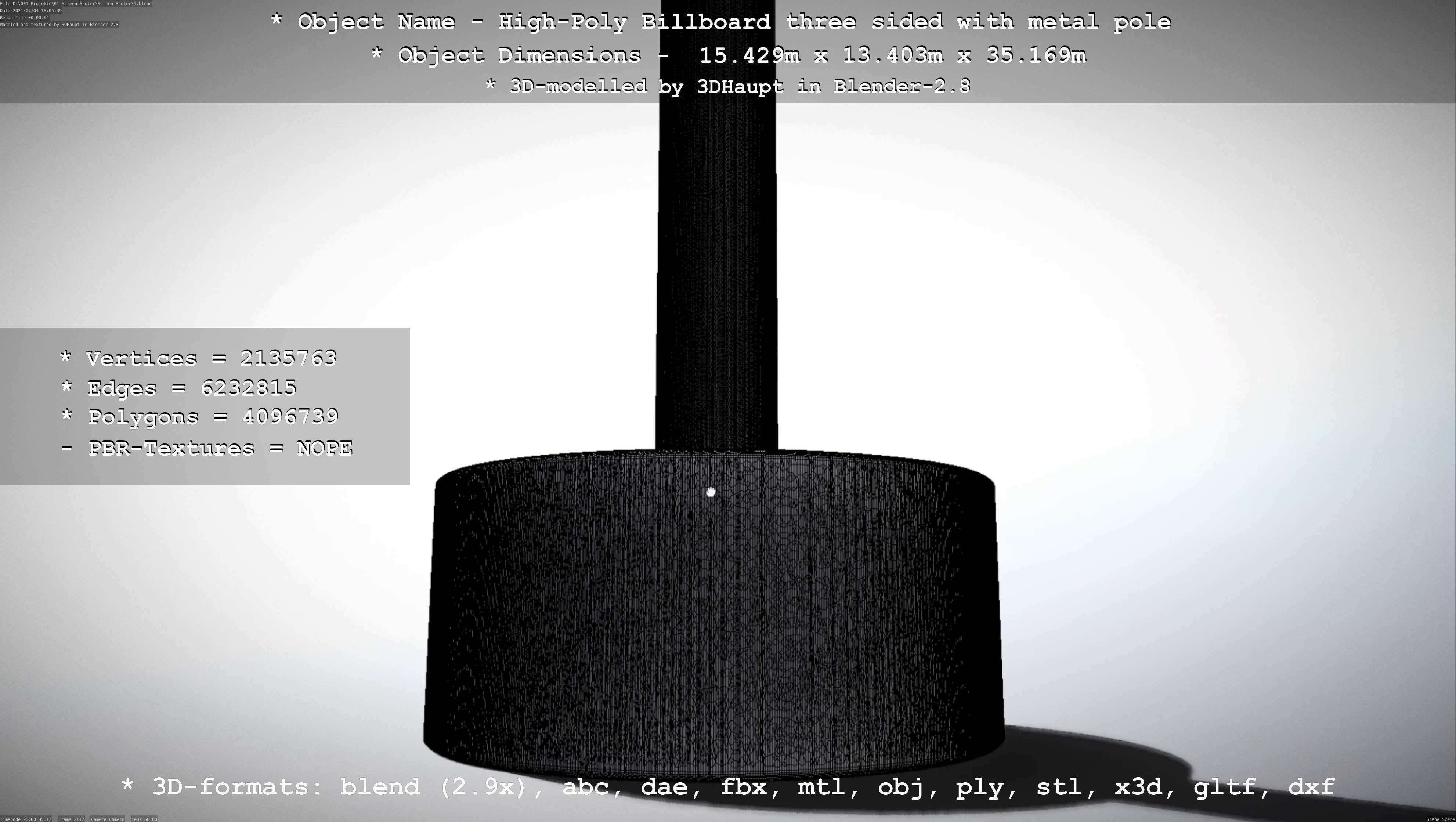 Billboard Three Sided with Metal Pole High-Poly 3D model_99