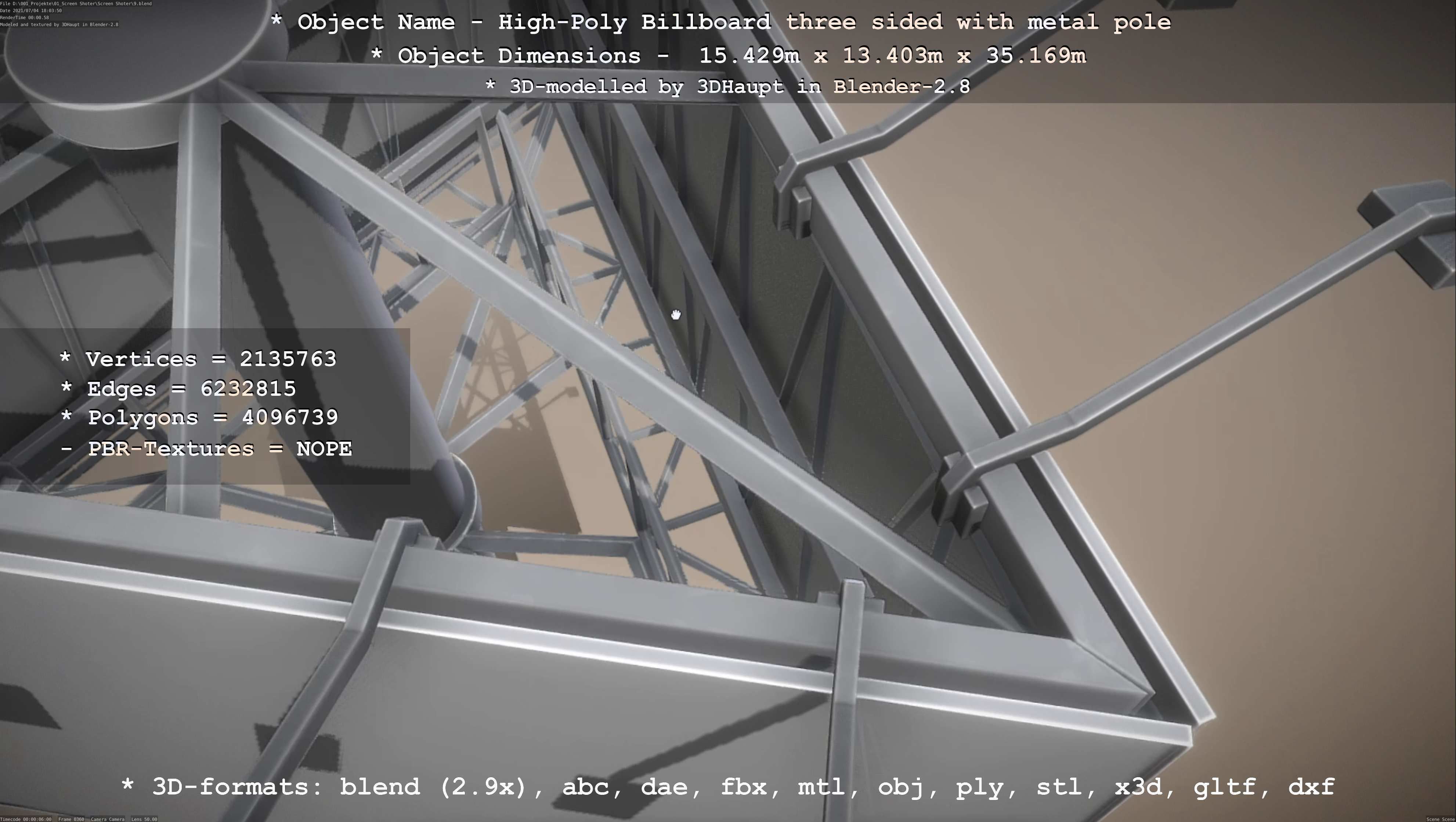 Billboard Three Sided with Metal Pole High-Poly 3D model_131