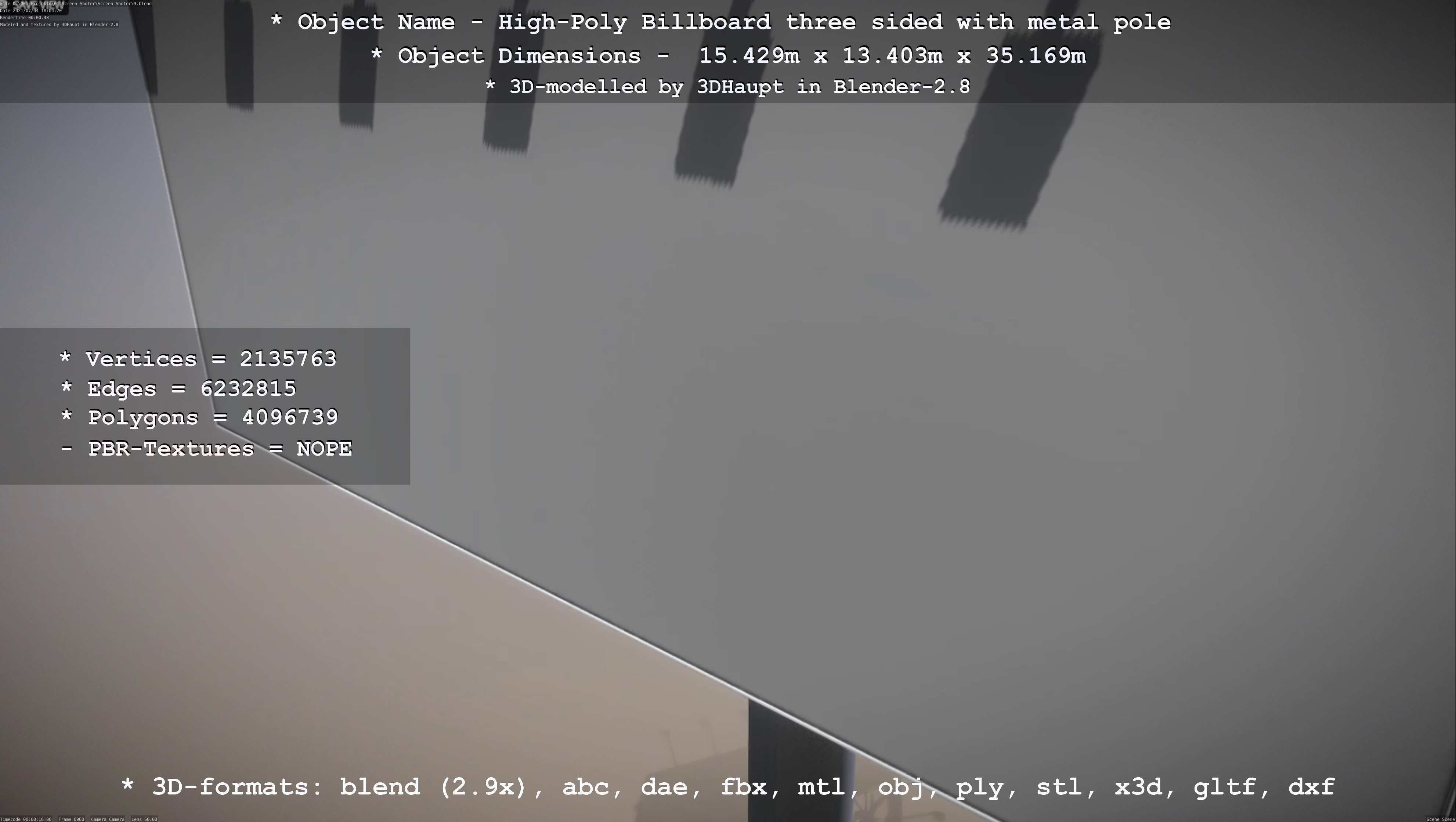 Billboard Three Sided with Metal Pole High-Poly 3D model_70