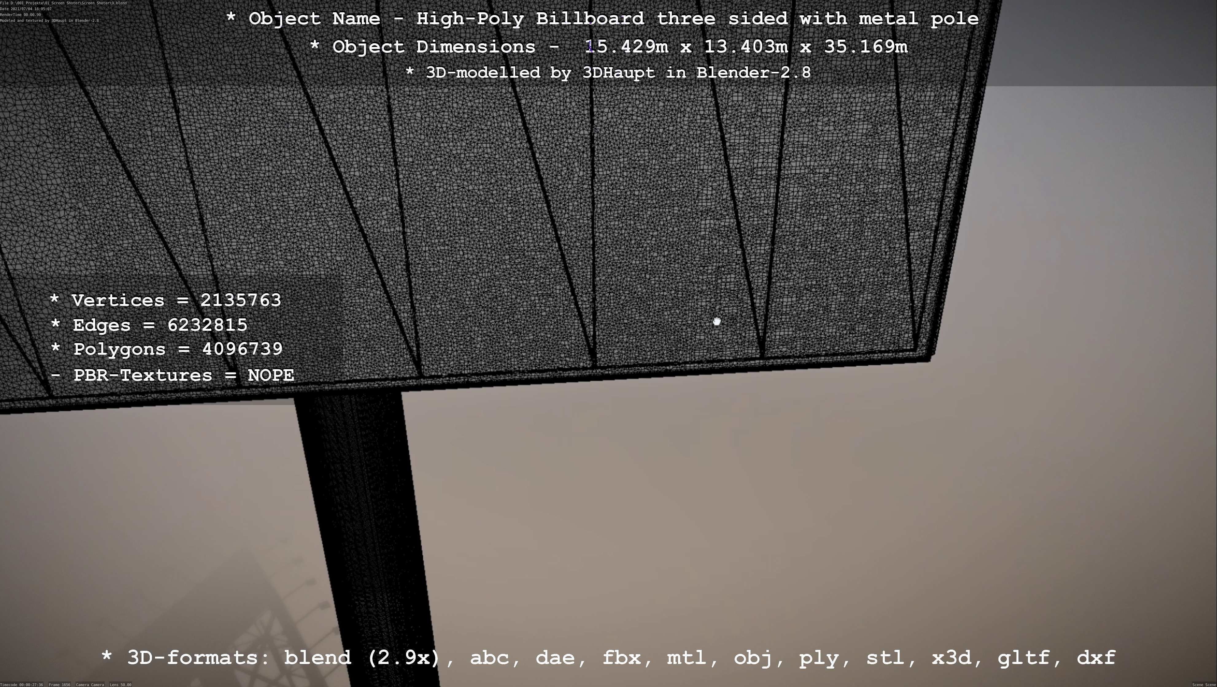 Billboard Three Sided with Metal Pole High-Poly 3D model_85