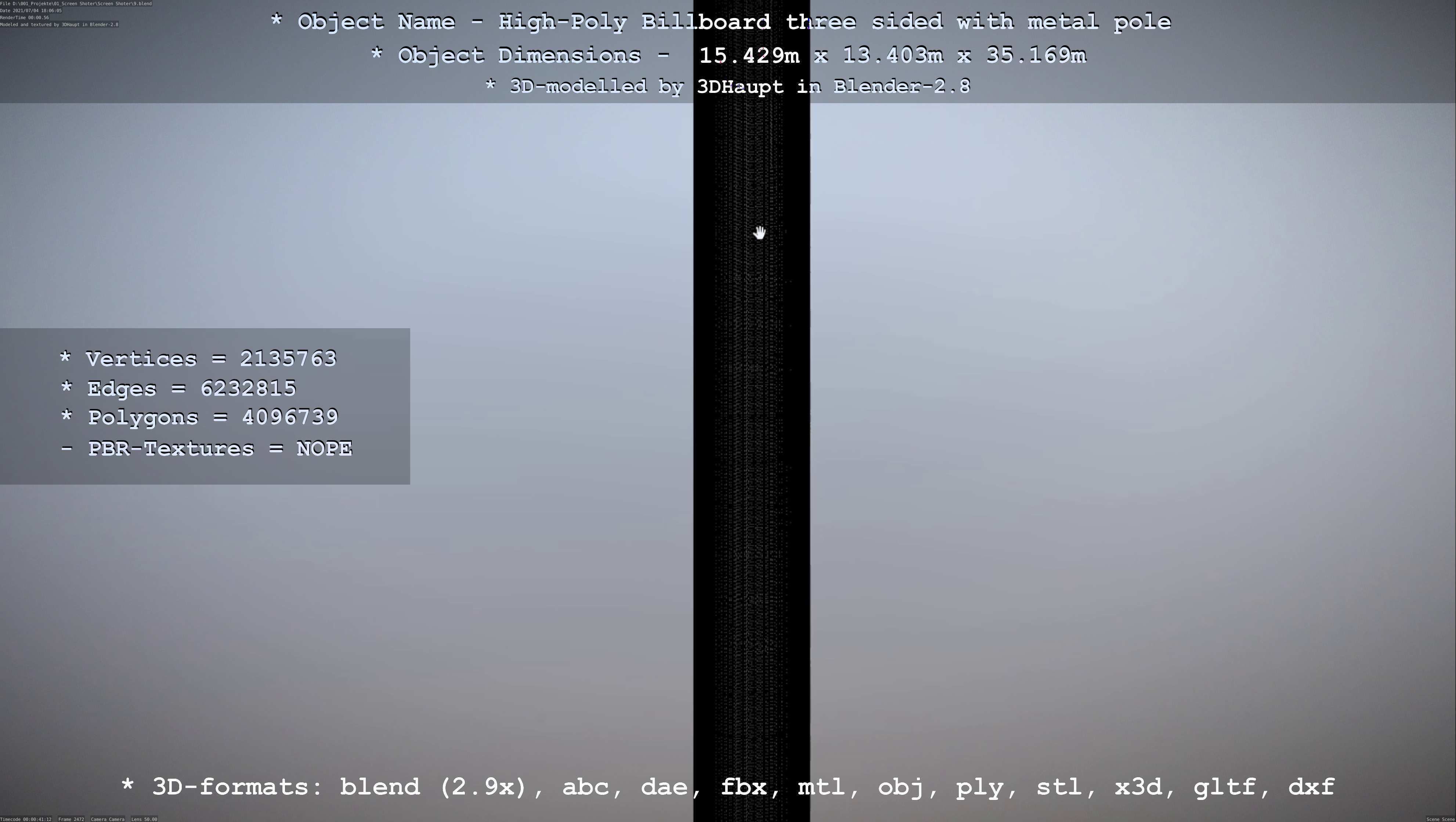 Billboard Three Sided with Metal Pole High-Poly 3D model_110