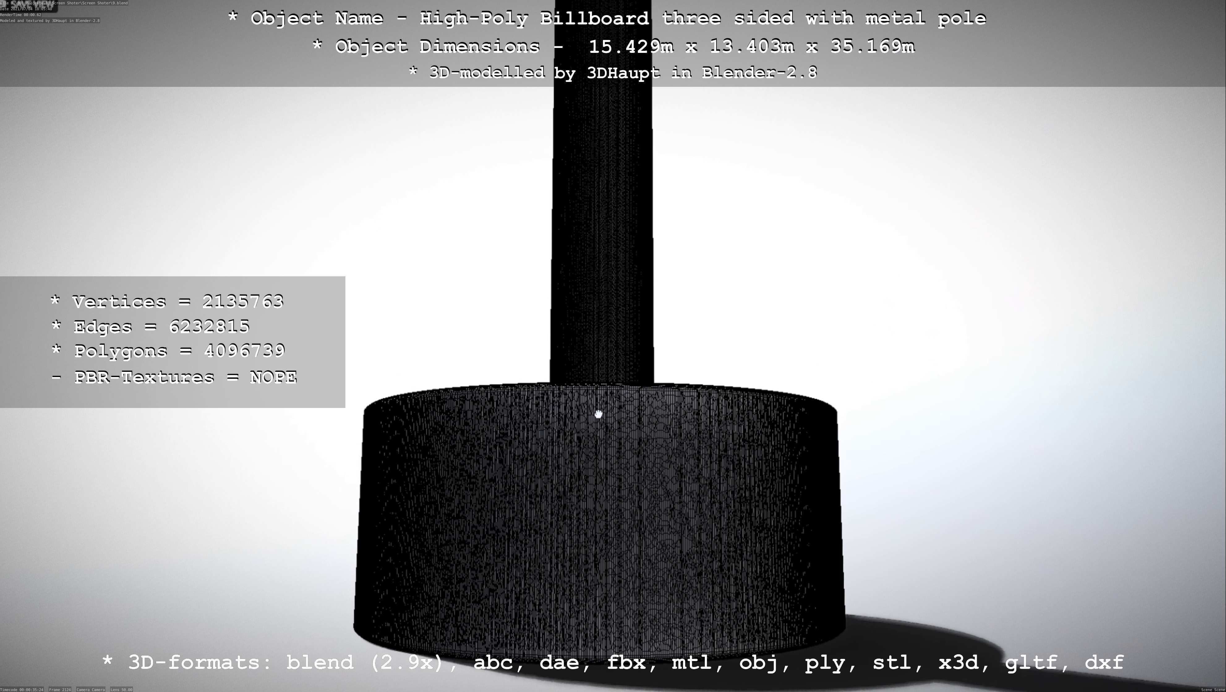 Billboard Three Sided with Metal Pole High-Poly 3D model_53