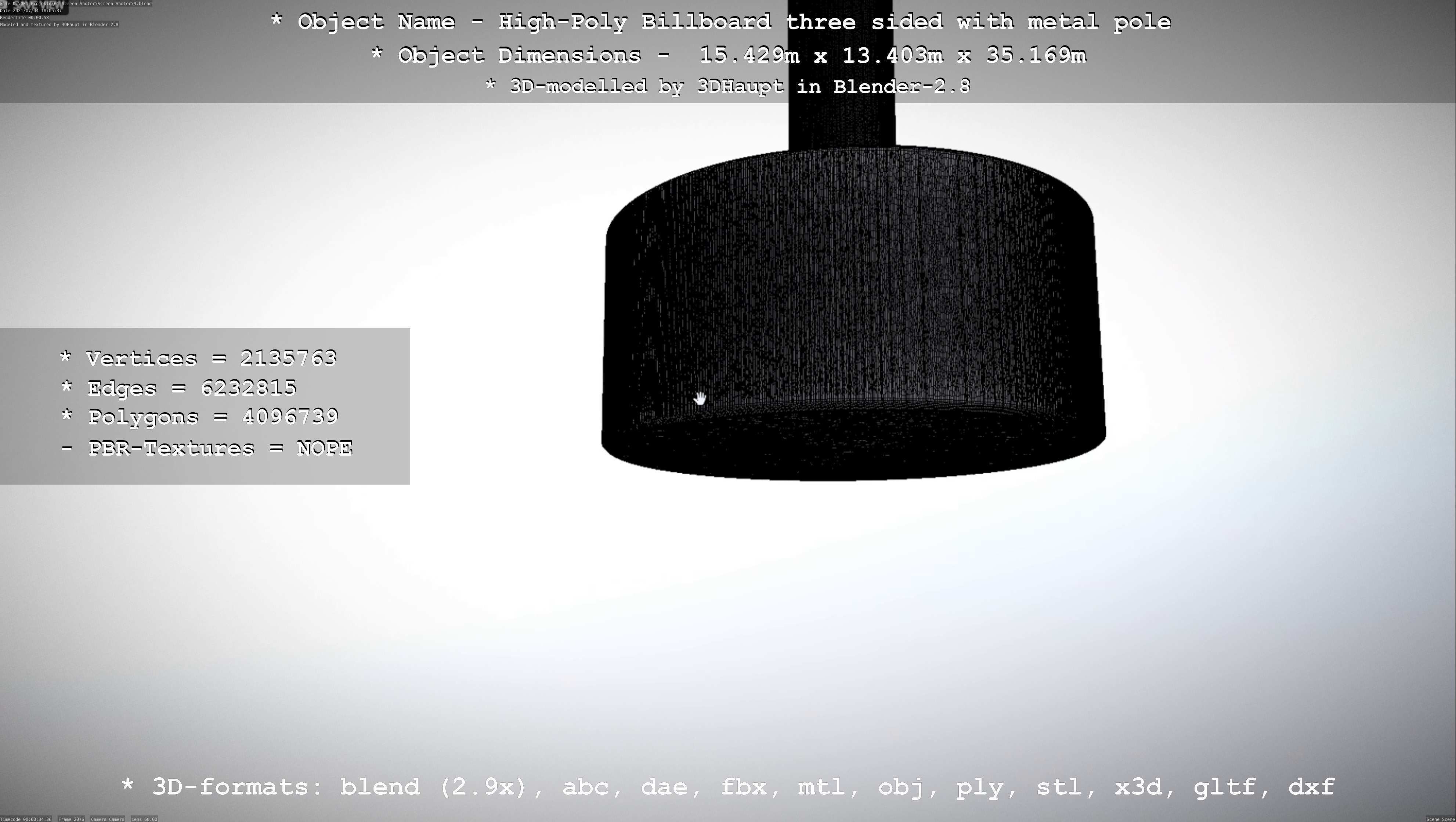Billboard Three Sided with Metal Pole High-Poly 3D model_96
