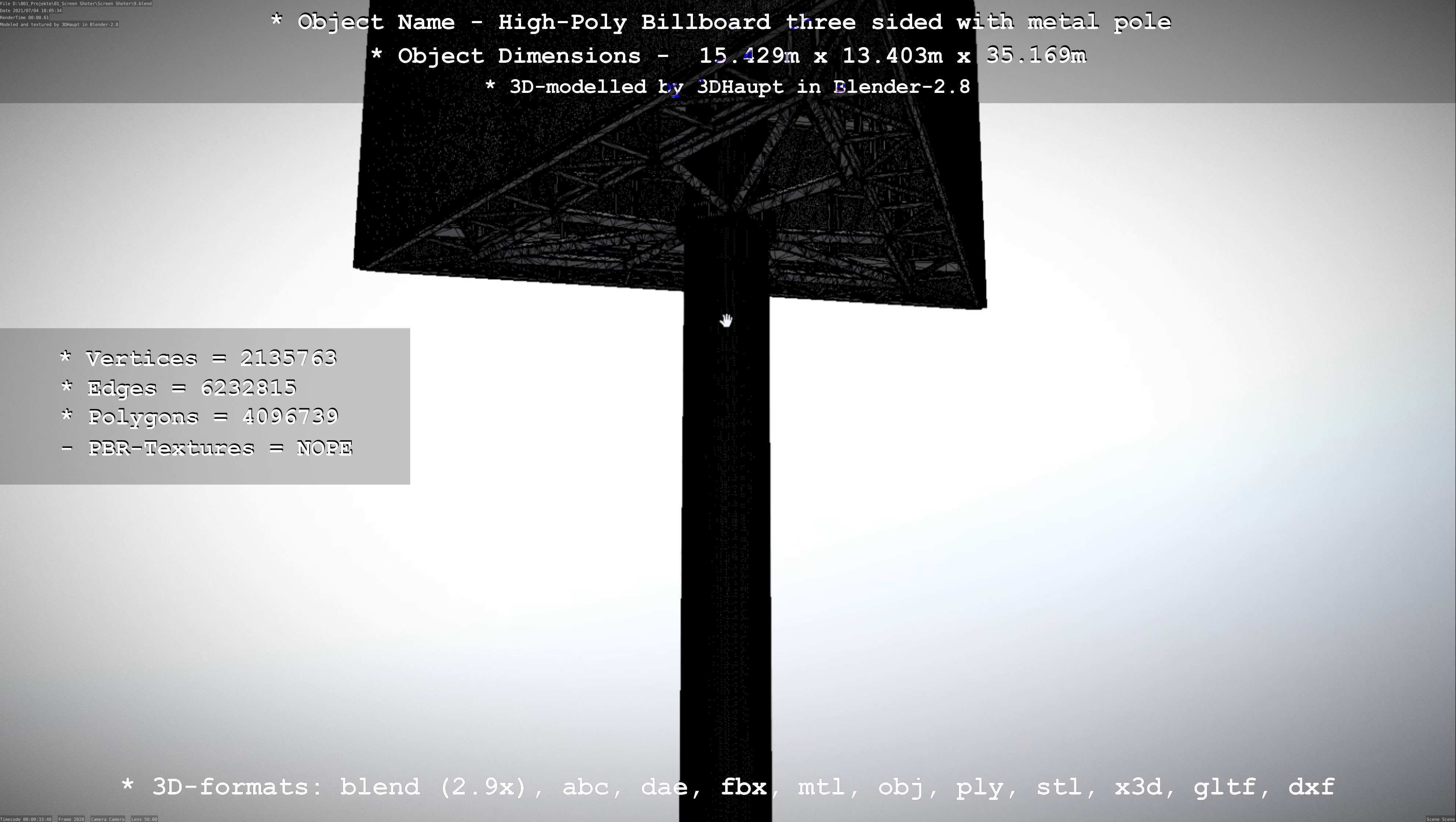 Billboard Three Sided with Metal Pole High-Poly 3D model_52