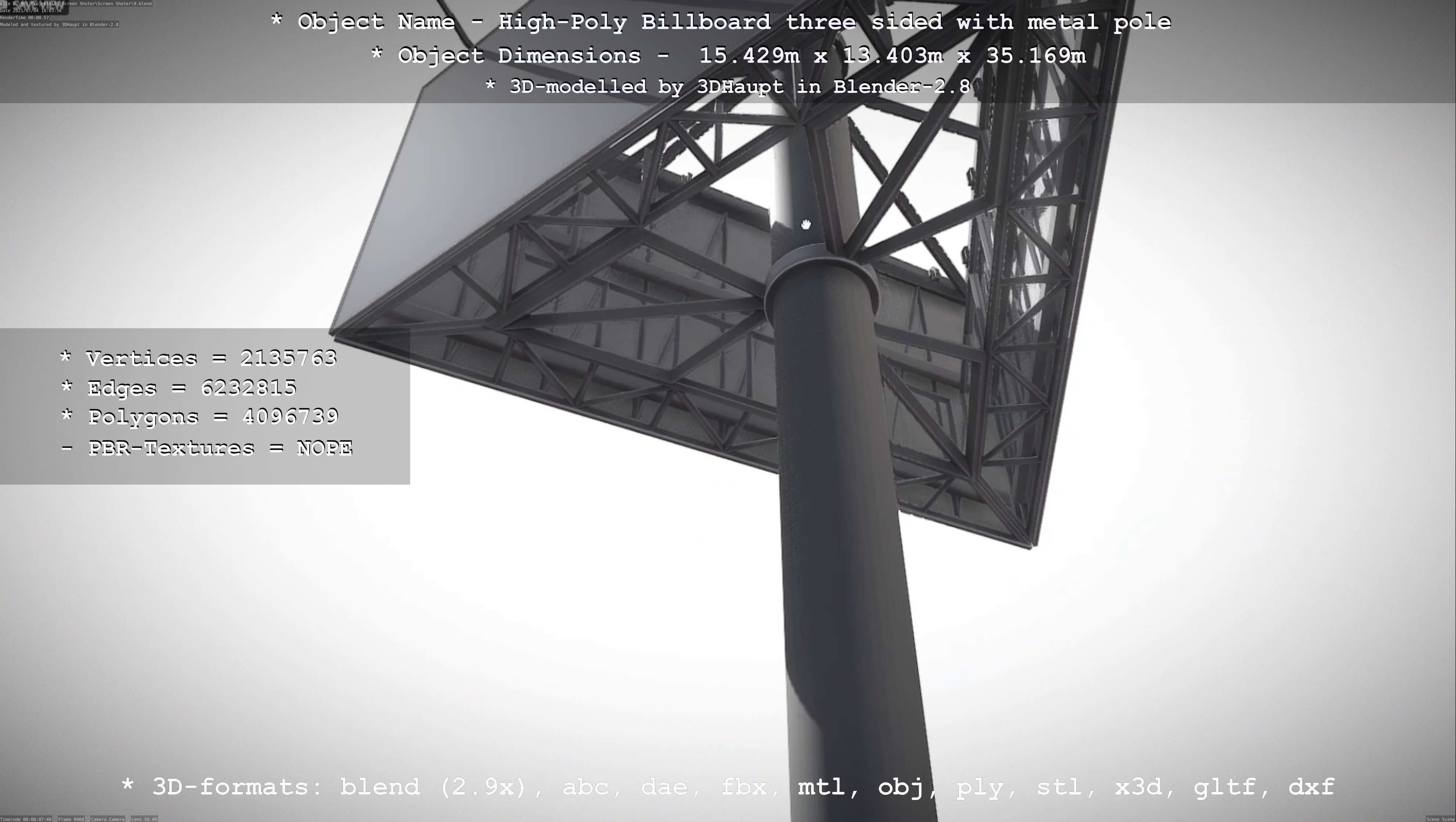 Billboard Three Sided with Metal Pole High-Poly 3D model_58