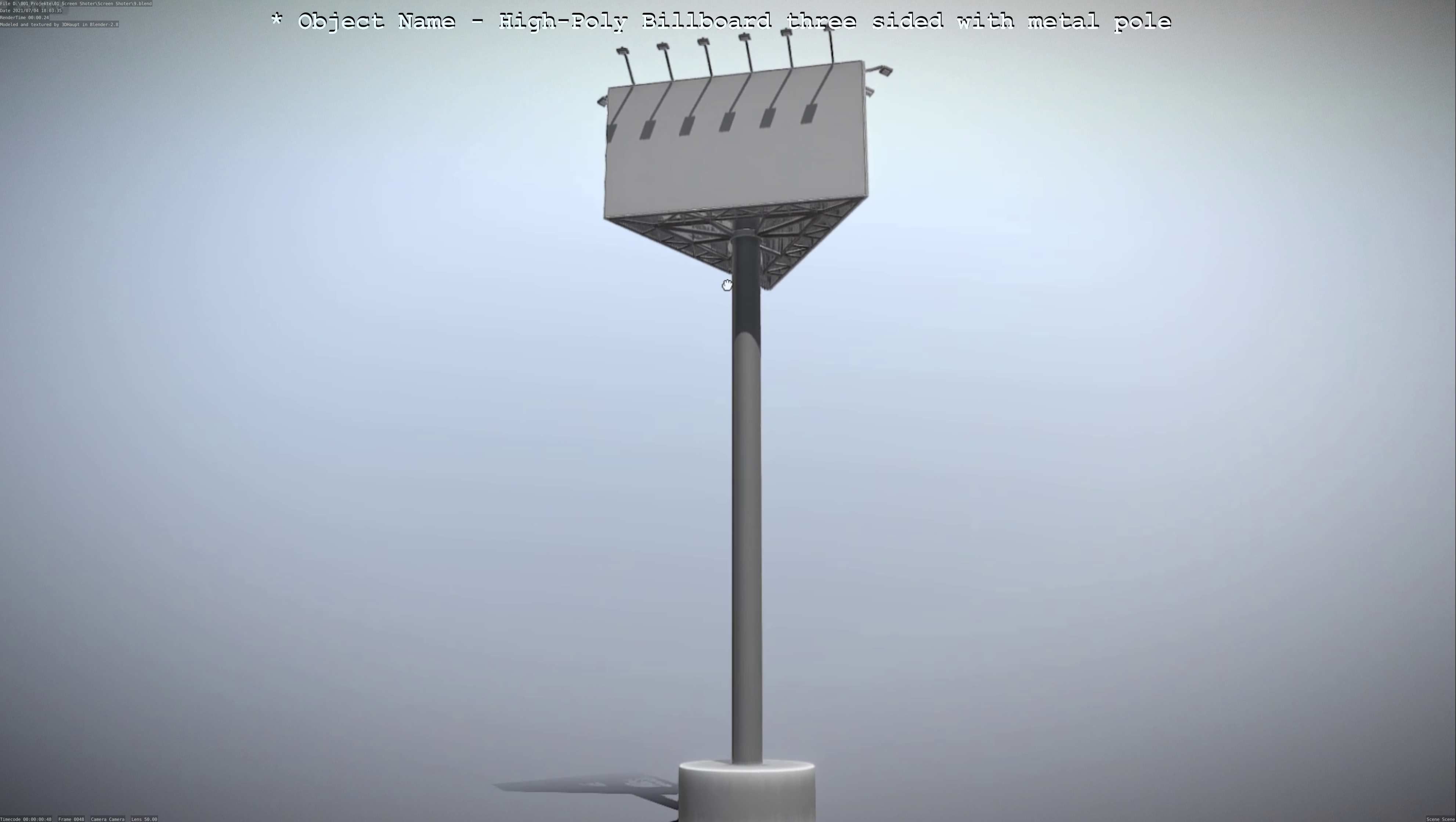 Billboard Three Sided with Metal Pole High-Poly 3D model_76