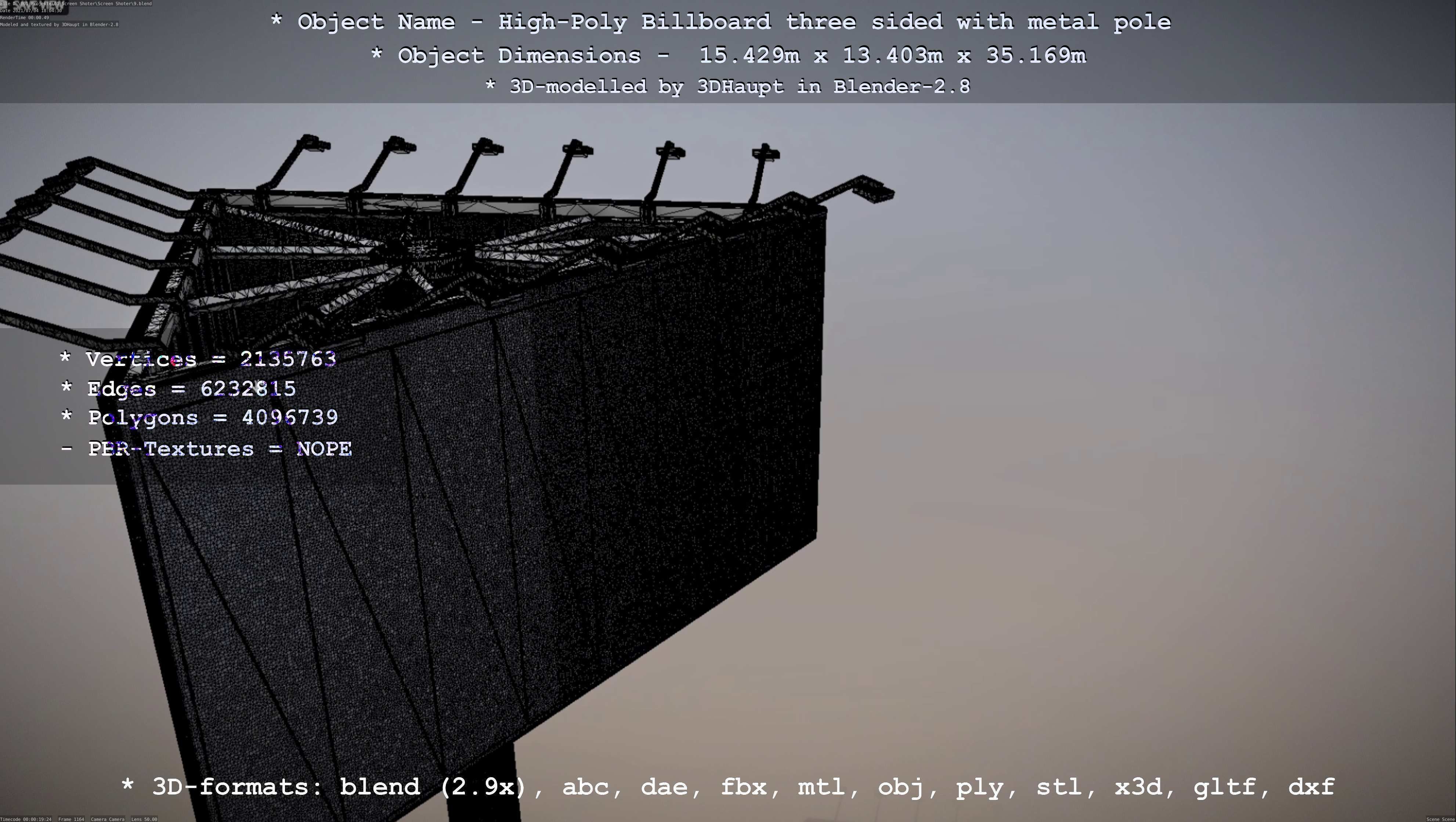 Billboard Three Sided with Metal Pole High-Poly 3D model_74