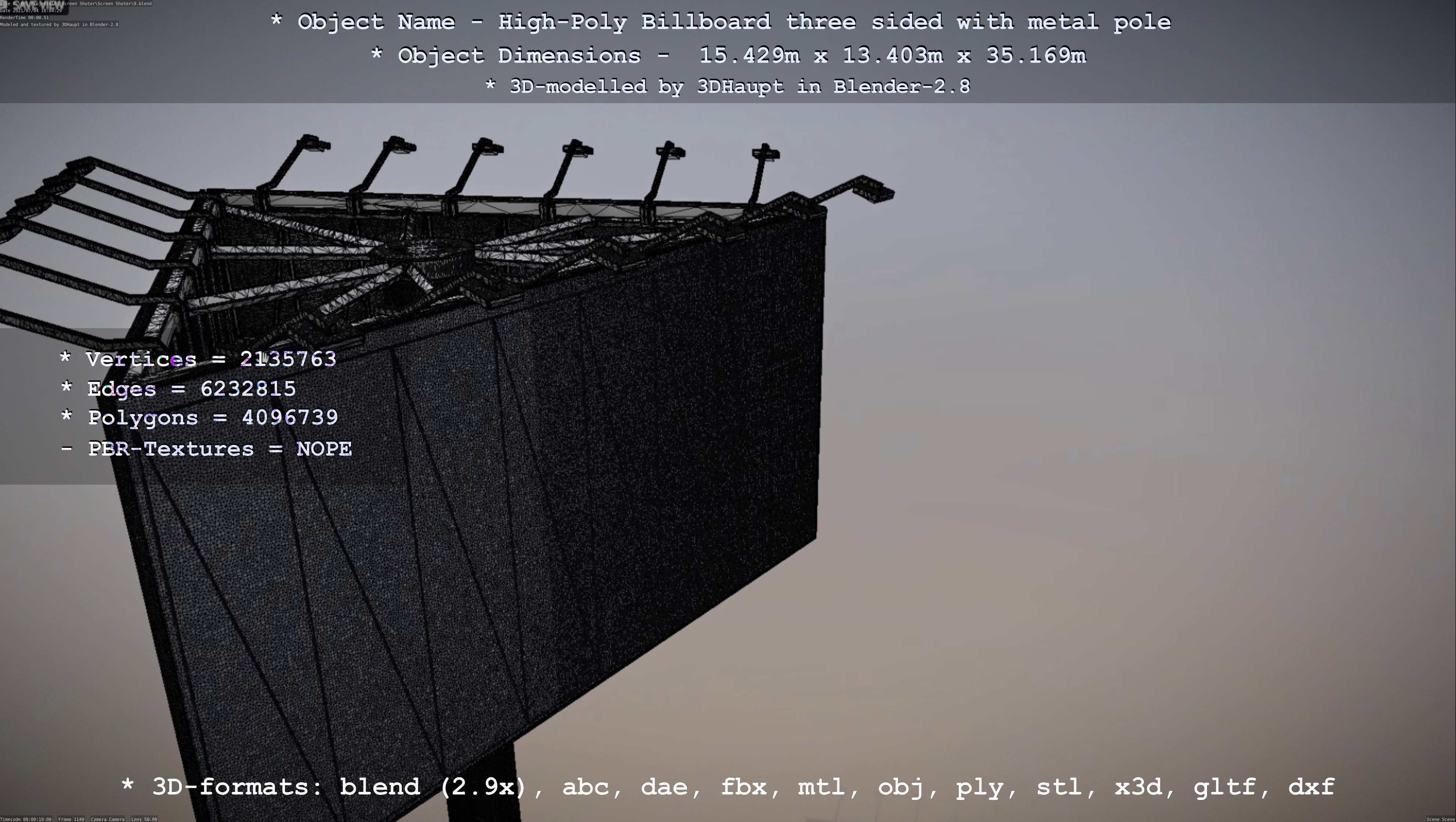 Billboard Three Sided with Metal Pole High-Poly 3D model_73