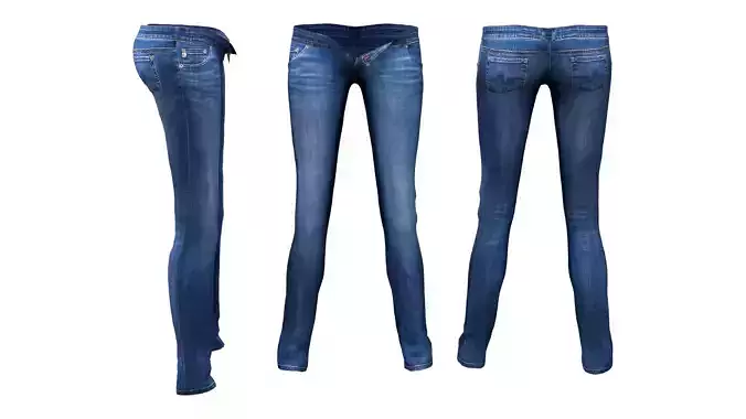 Womens Skinny Unbuttoned Jeans