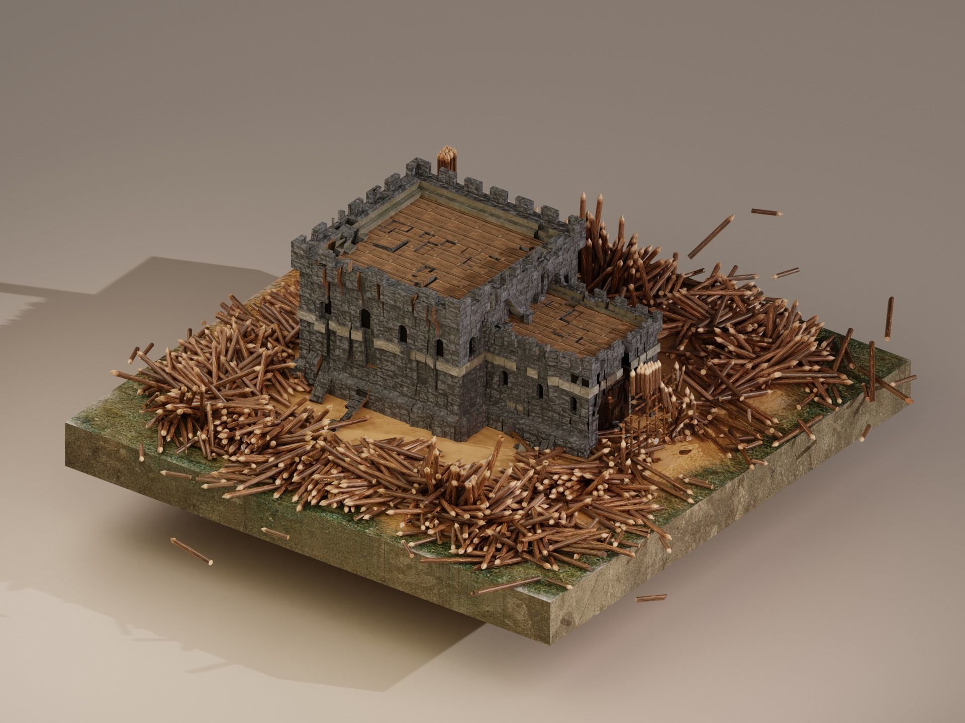 Medieval Castle Level 1  3D model_1