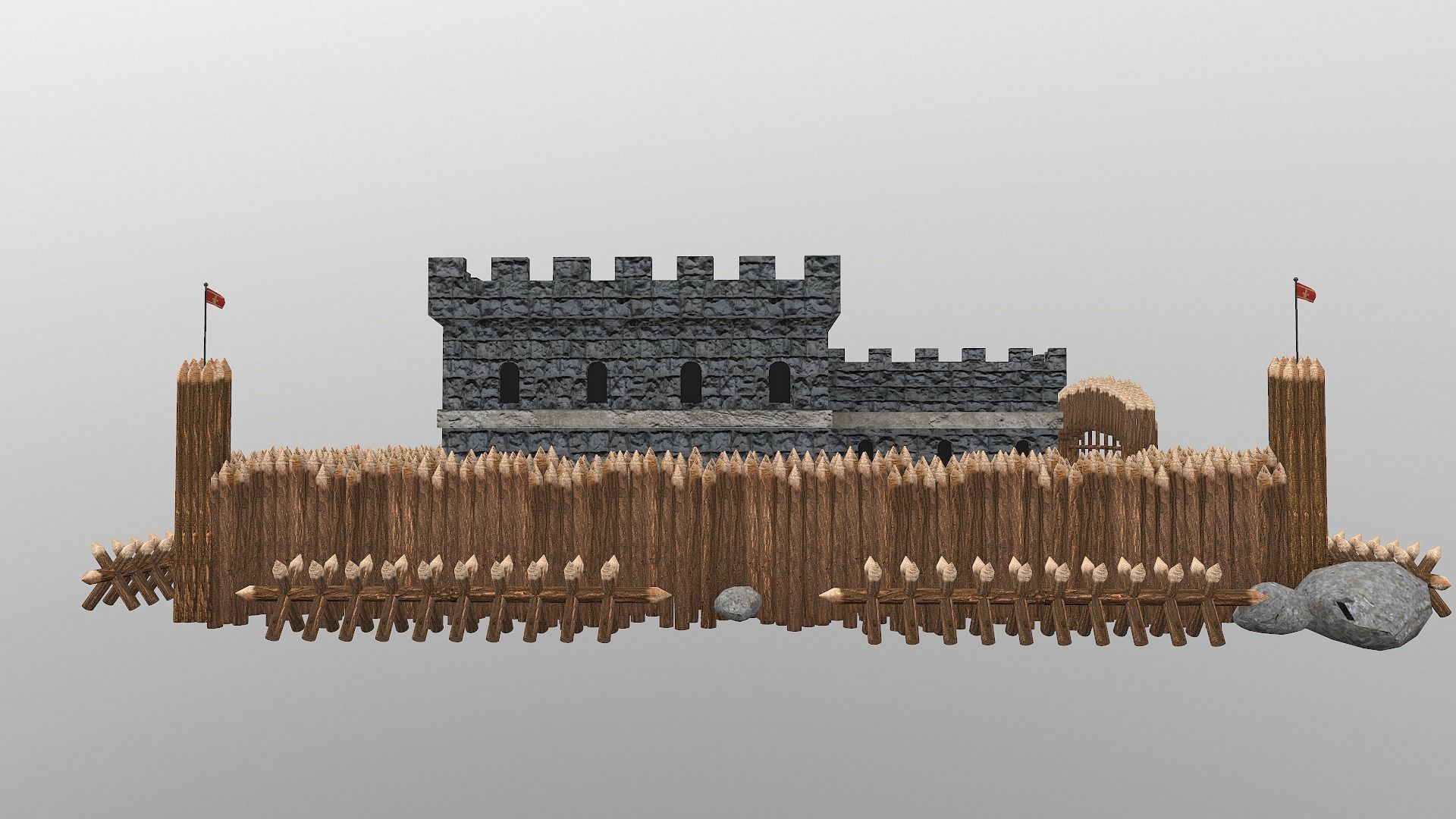 Medieval Castle Level 1  3D model_4