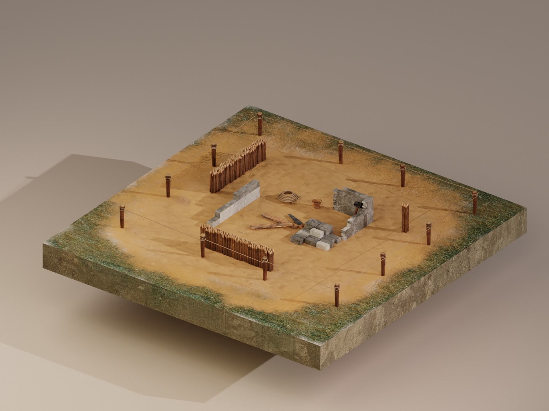 Medieval Castle Level 1  3D model_2