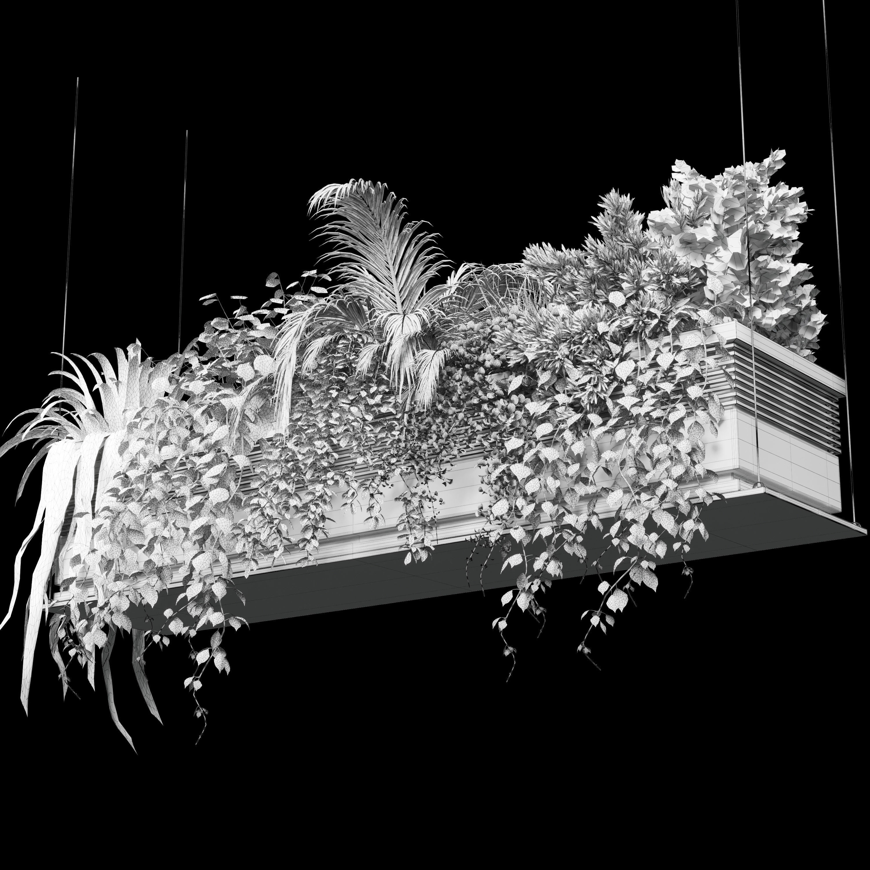 collection Indoor plants hanging pot 10 metal bax vase 3D model_5