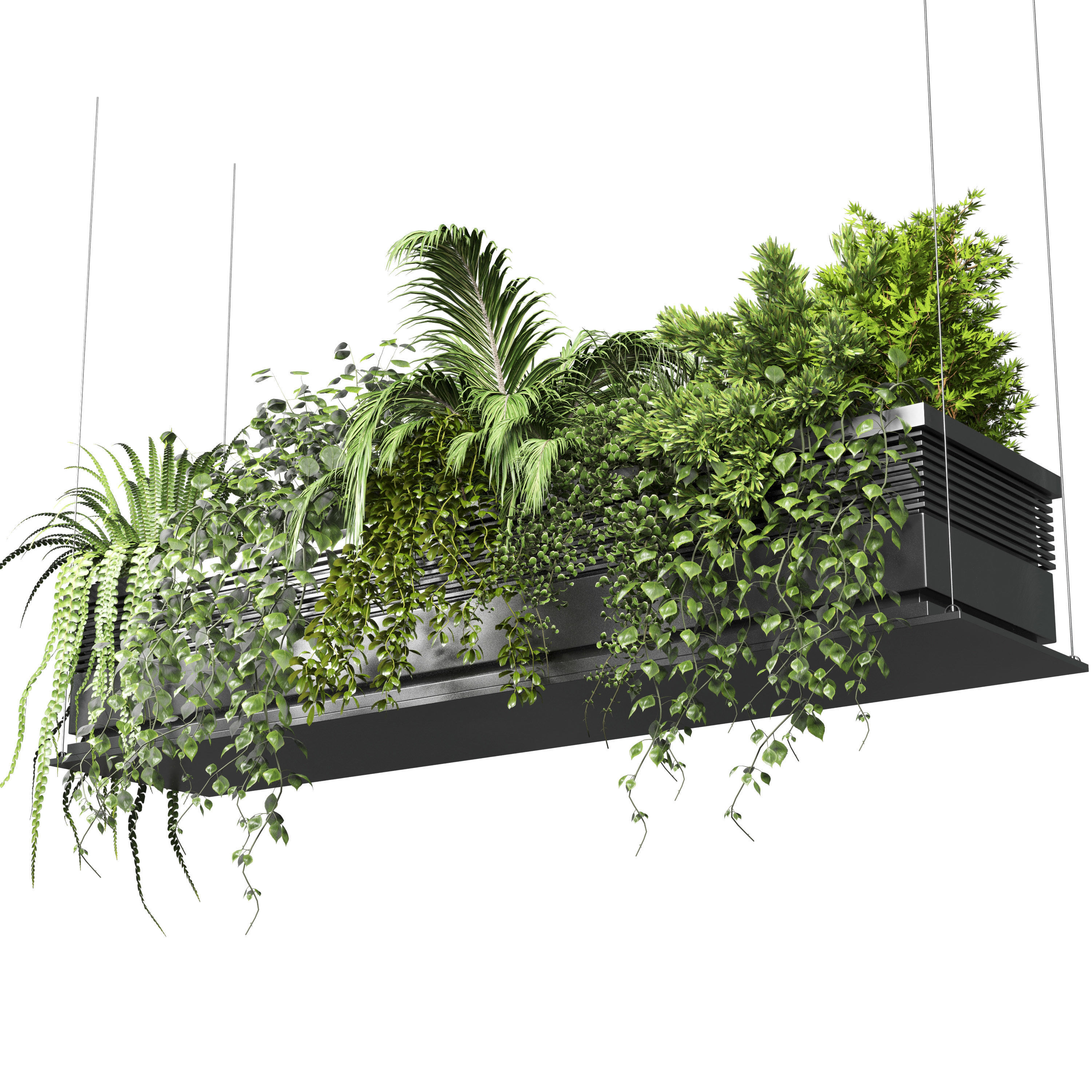 collection Indoor plants hanging pot 10 metal bax vase 3D model_2