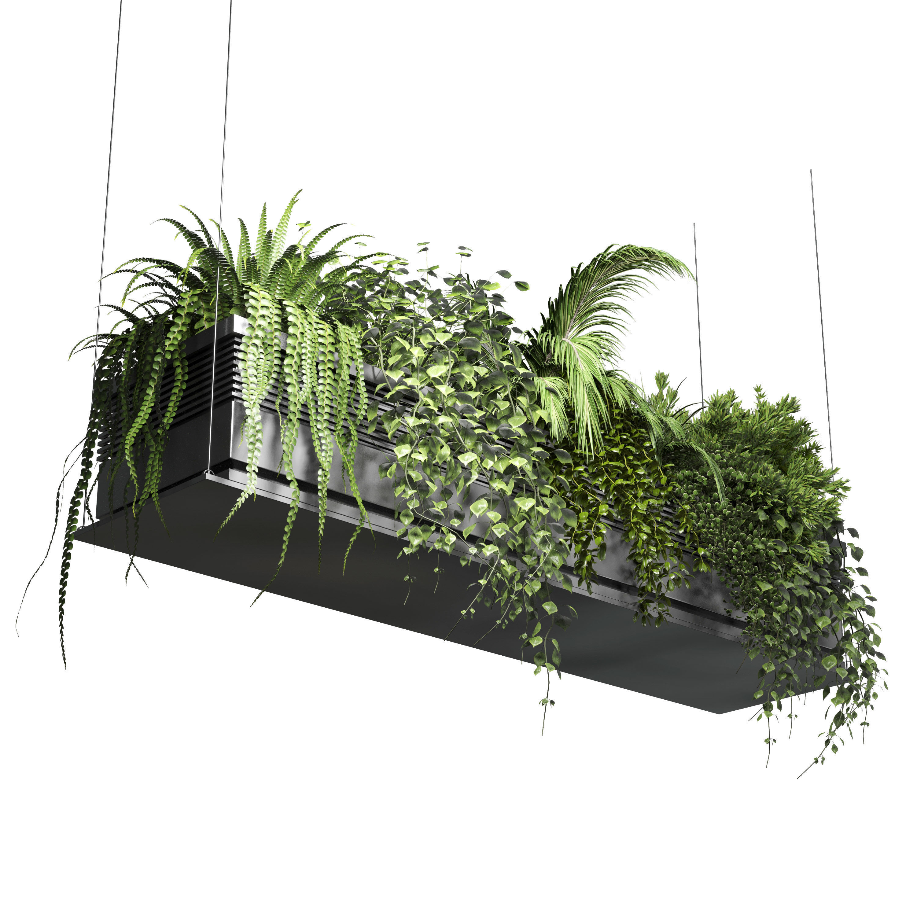 collection Indoor plants hanging pot 10 metal bax vase 3D model_1