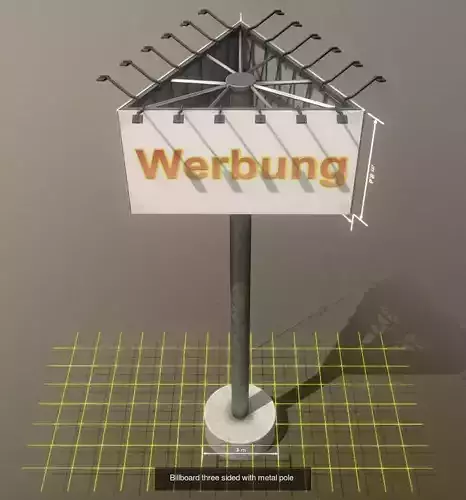 Billboard Three Sided with Metal Pole and Concrete Foundation 3D Model Collection Billboard Three Sided with Metal Pole and Concrete Foundation 3D Model Collection