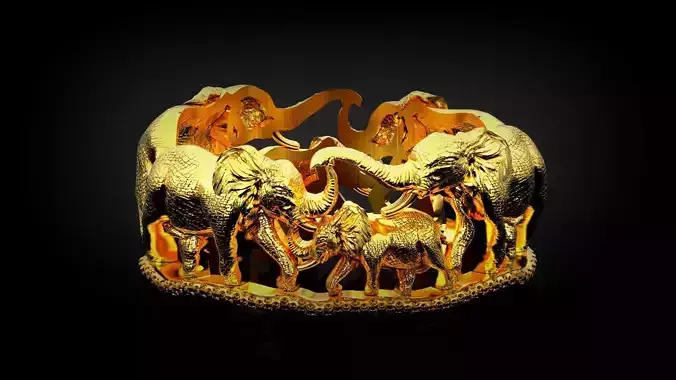 Elephant wild ring Band 3d print model 