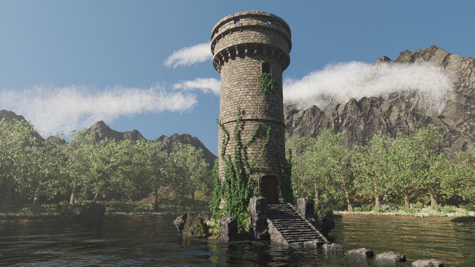Tower Scene 3D model_1