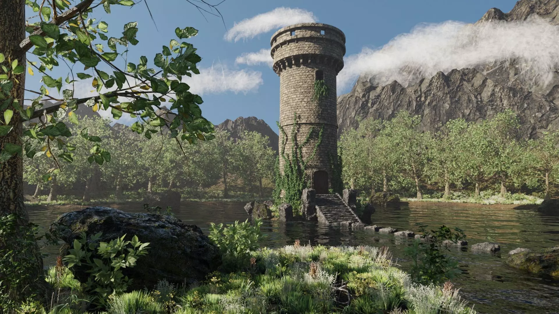 Tower Scene 3D model_0