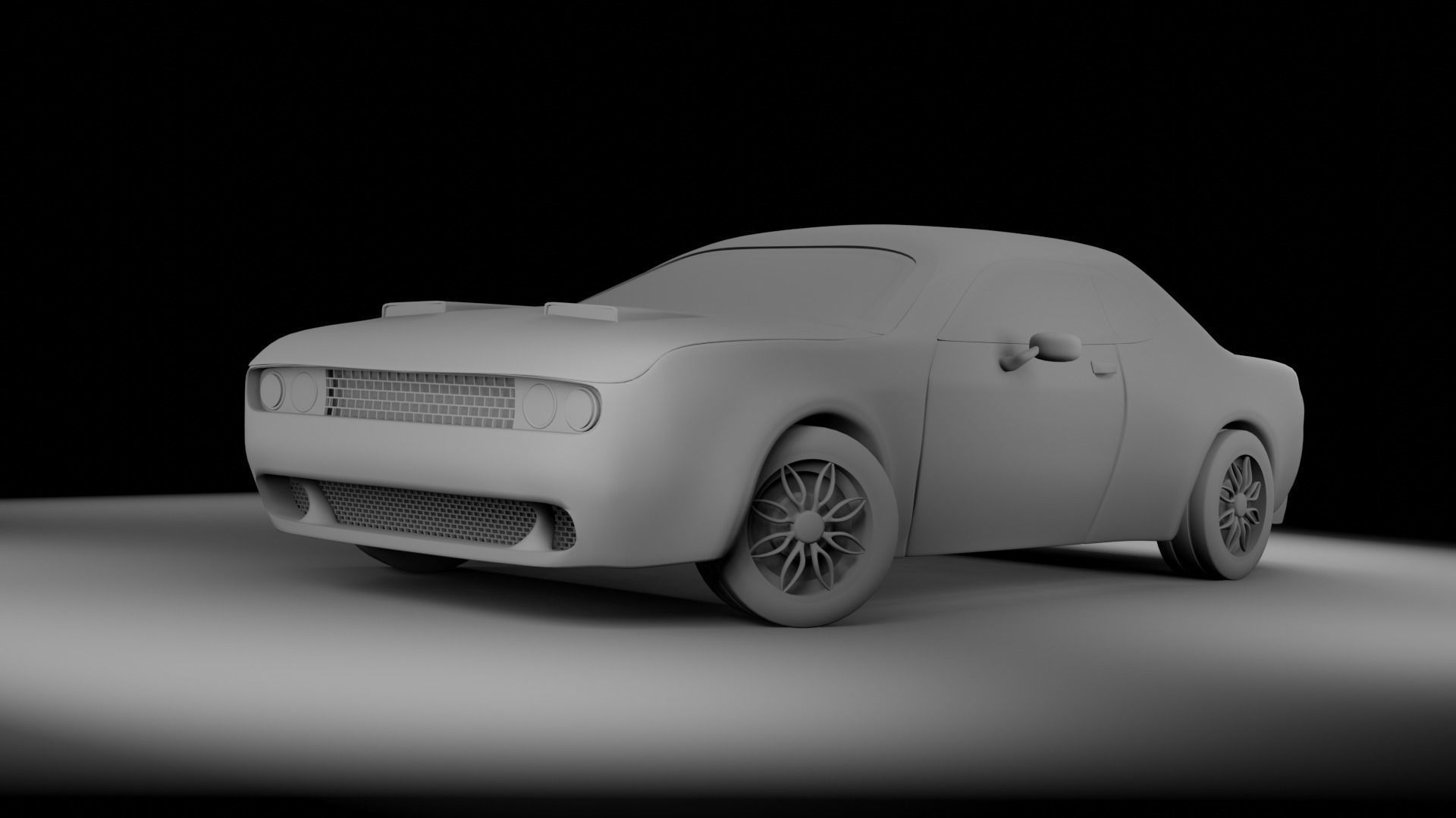 Dodge-challenger exterior Low-poly 3D model_5