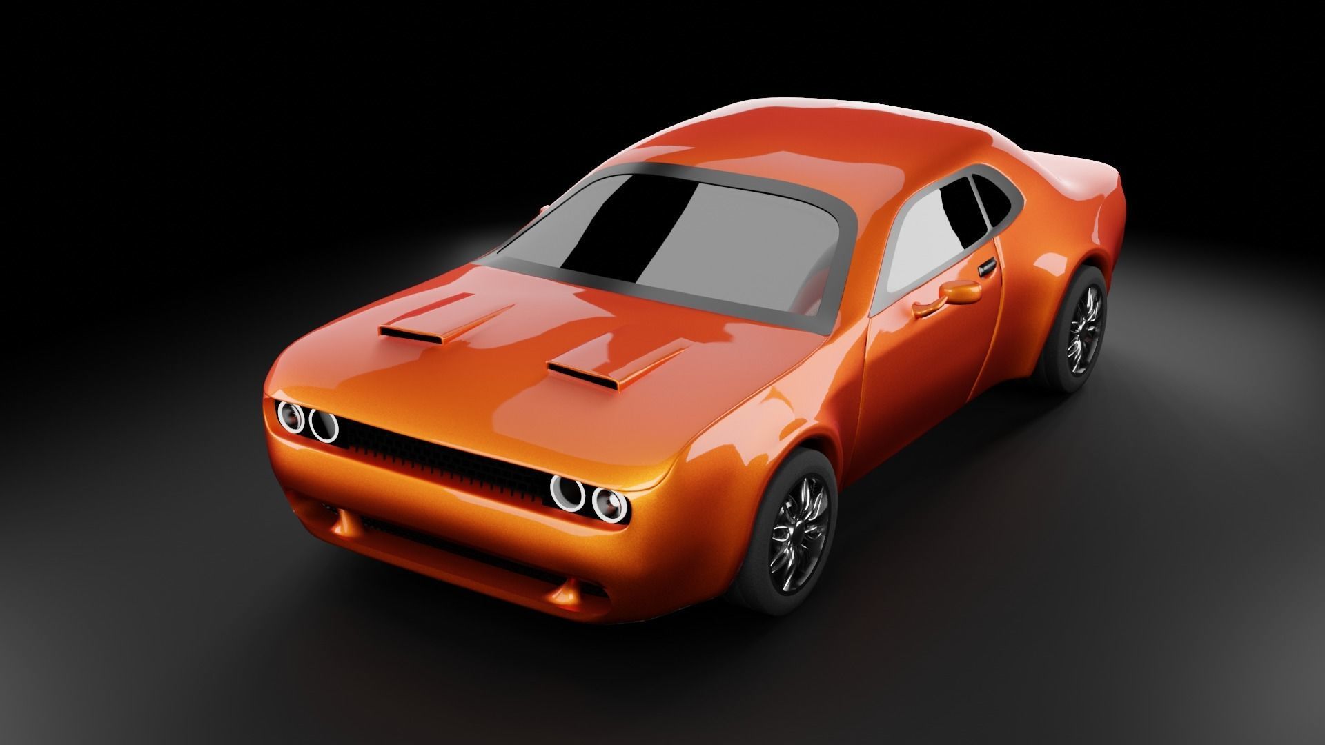 Dodge-challenger exterior Low-poly 3D model_8