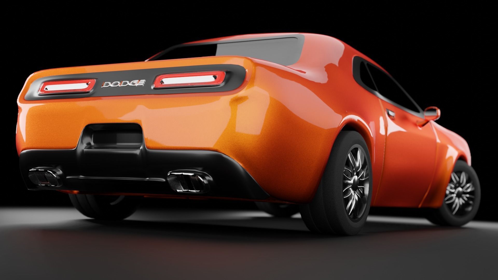 Dodge-challenger exterior Low-poly 3D model_4