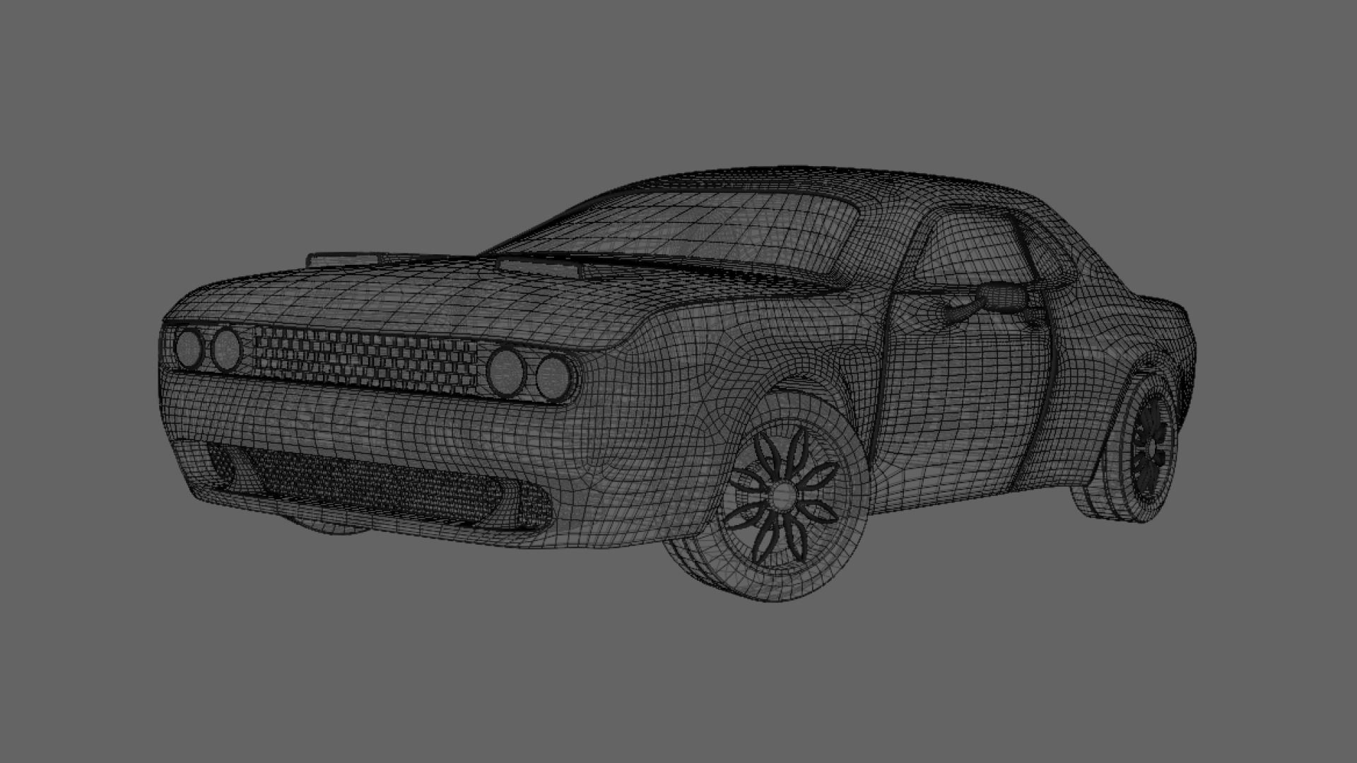 Dodge-challenger exterior Low-poly 3D model_6