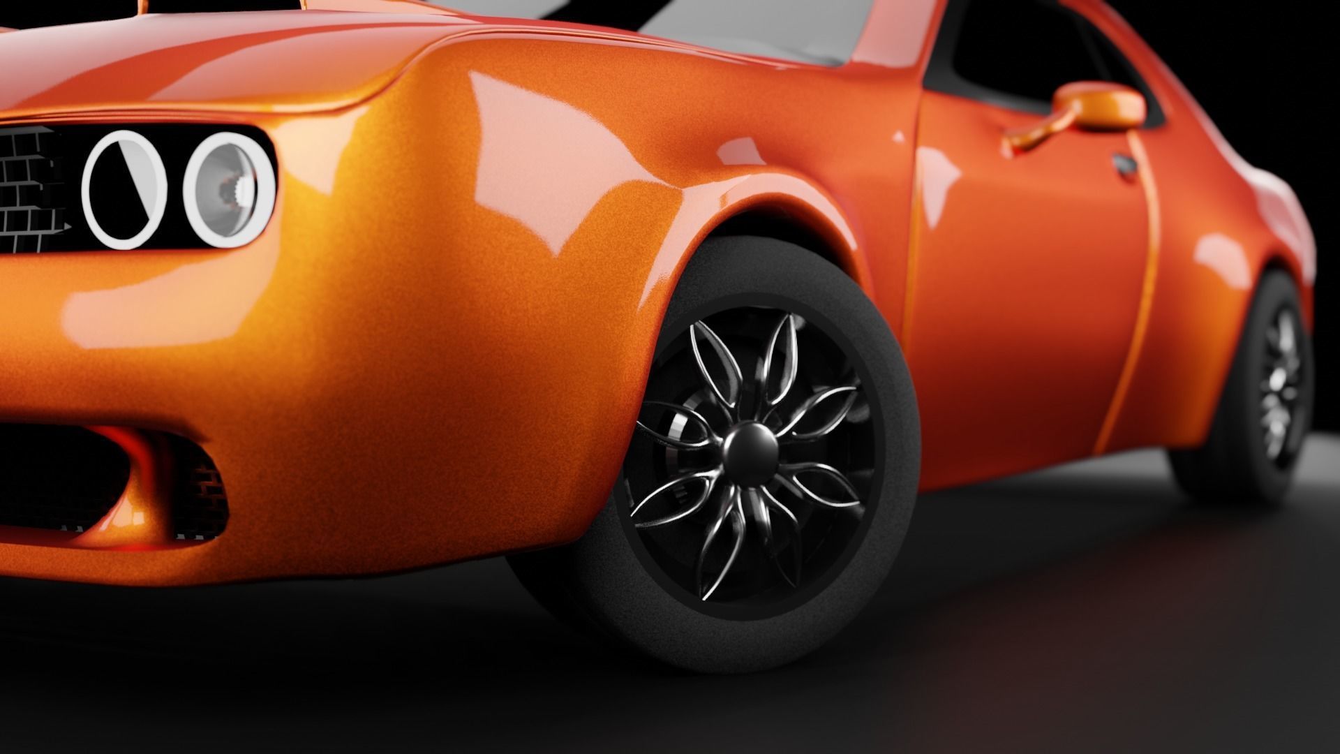 Dodge-challenger exterior Low-poly 3D model_3