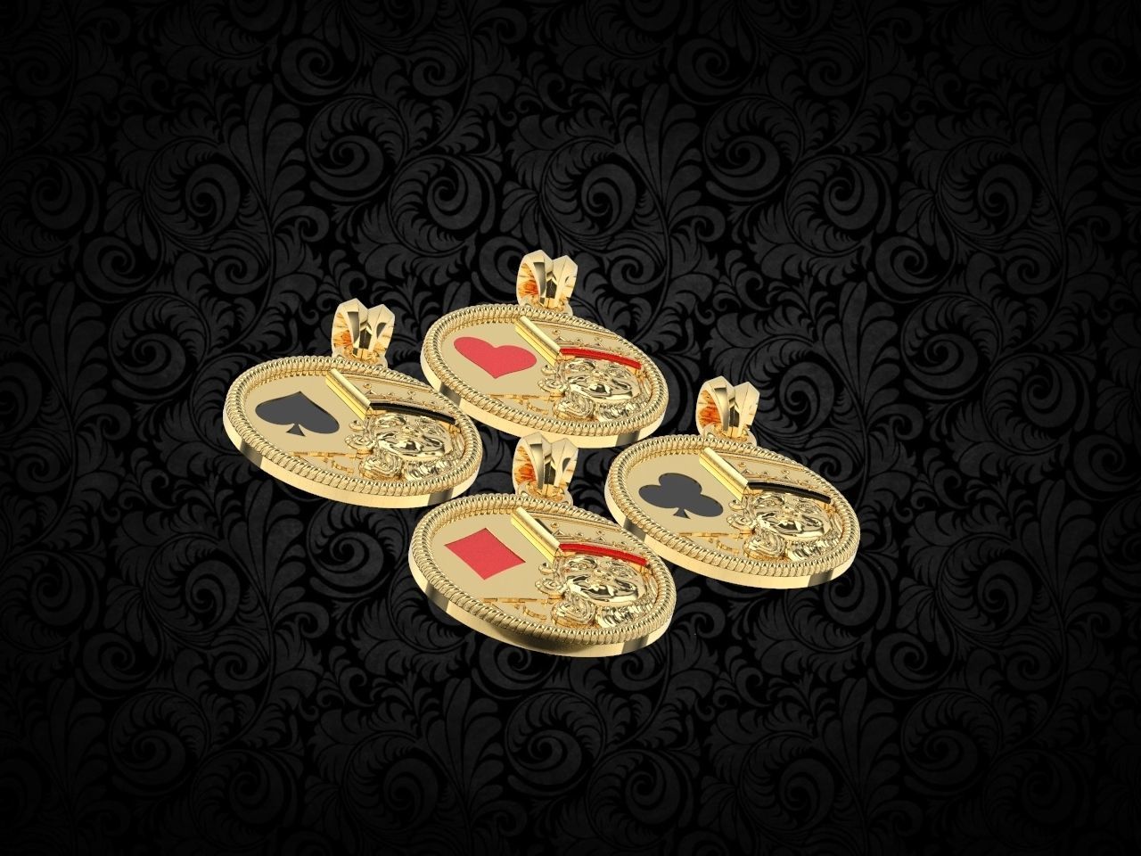 King card gold Pendant 3d print model  3D print model_7