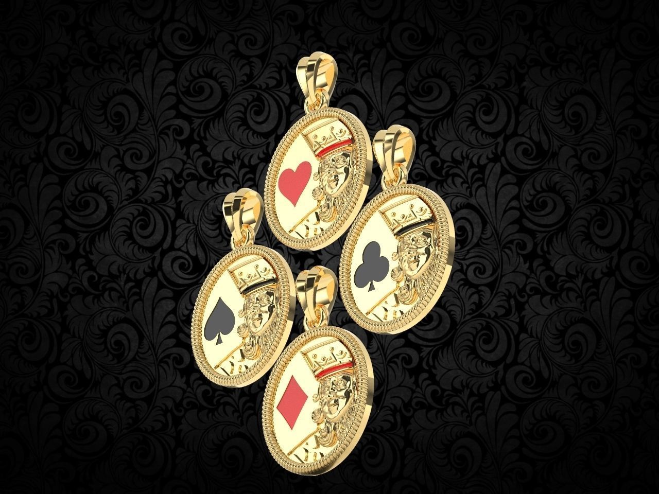 King card gold Pendant 3d print model  3D print model_8