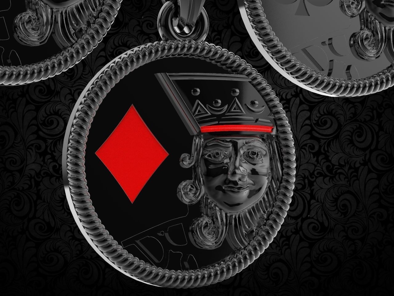 King card gold Pendant 3d print model  3D print model_10