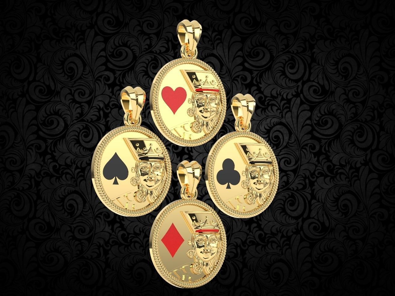 King card gold Pendant 3d print model  3D print model_6