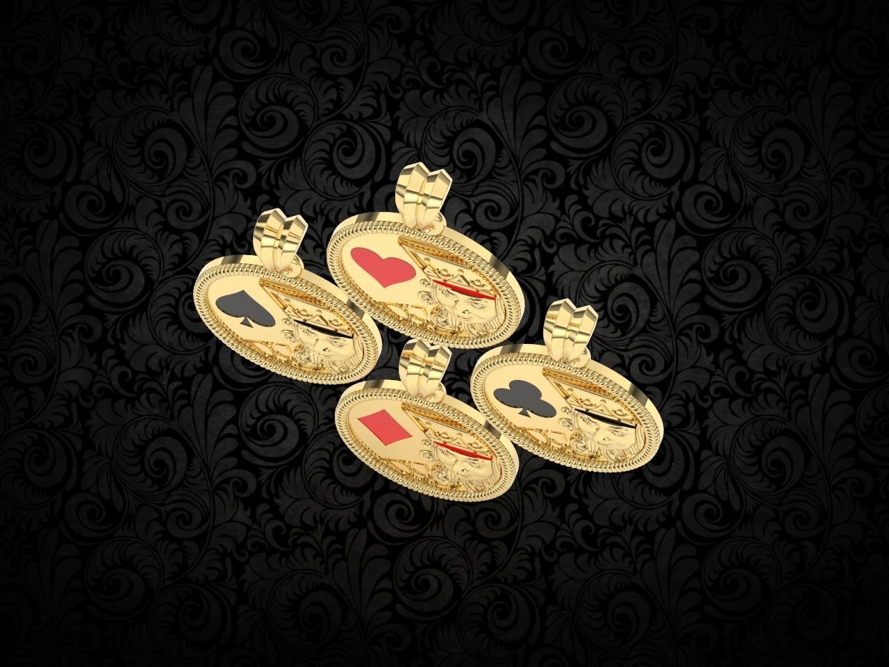 King card gold Pendant 3d print model  3D print model_9