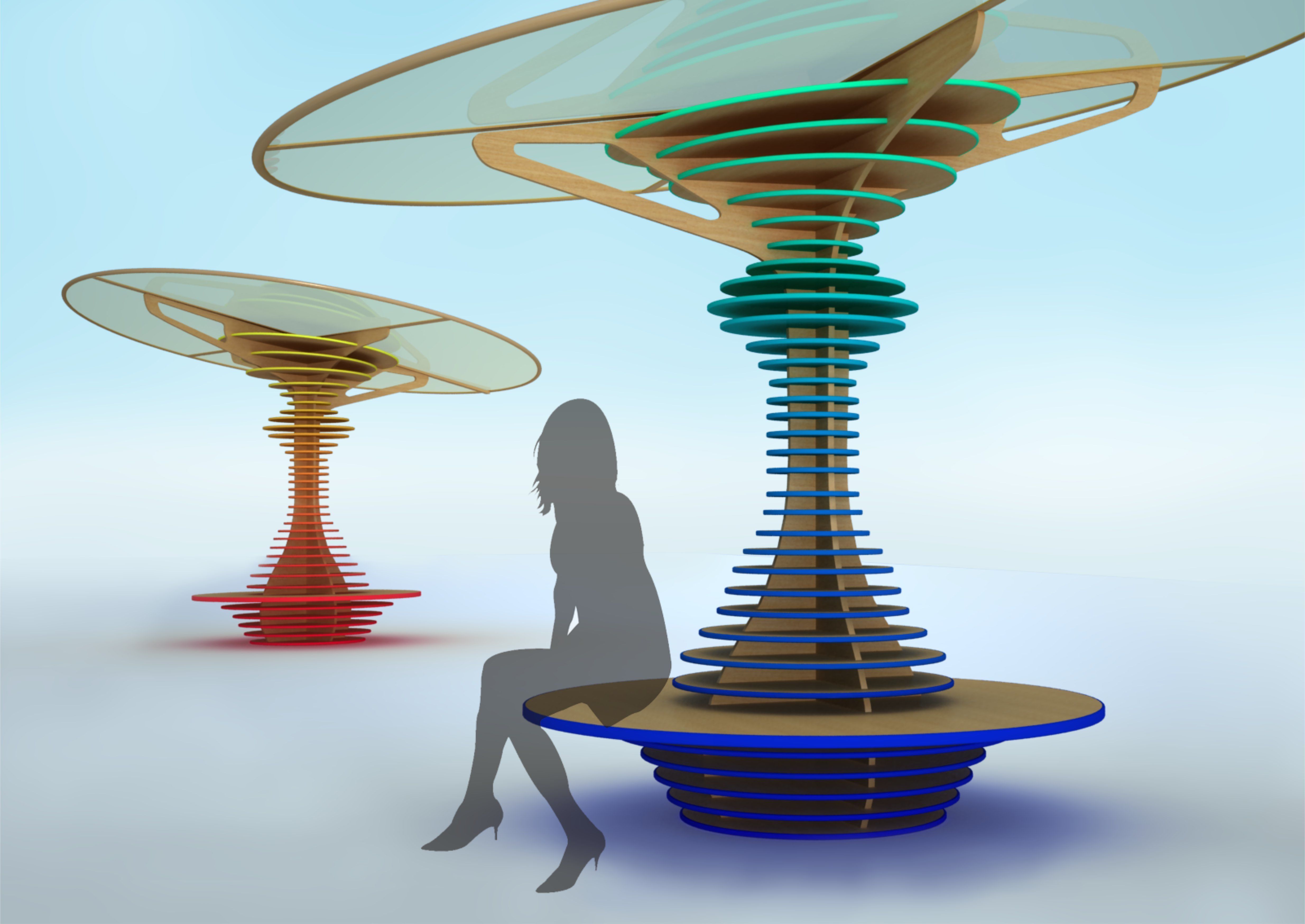 sheltered bench 3D model_1