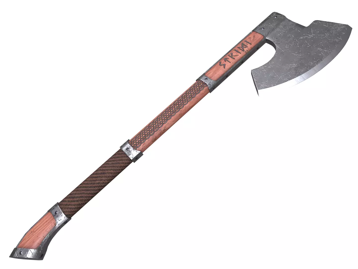 Medieval axe Low-poly 3D model_0