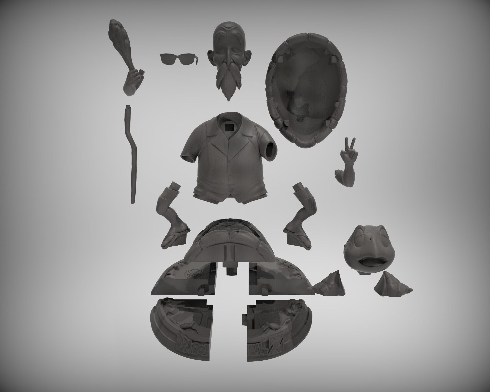 Dragonball Master Roshi Full diorama 3D print model_13