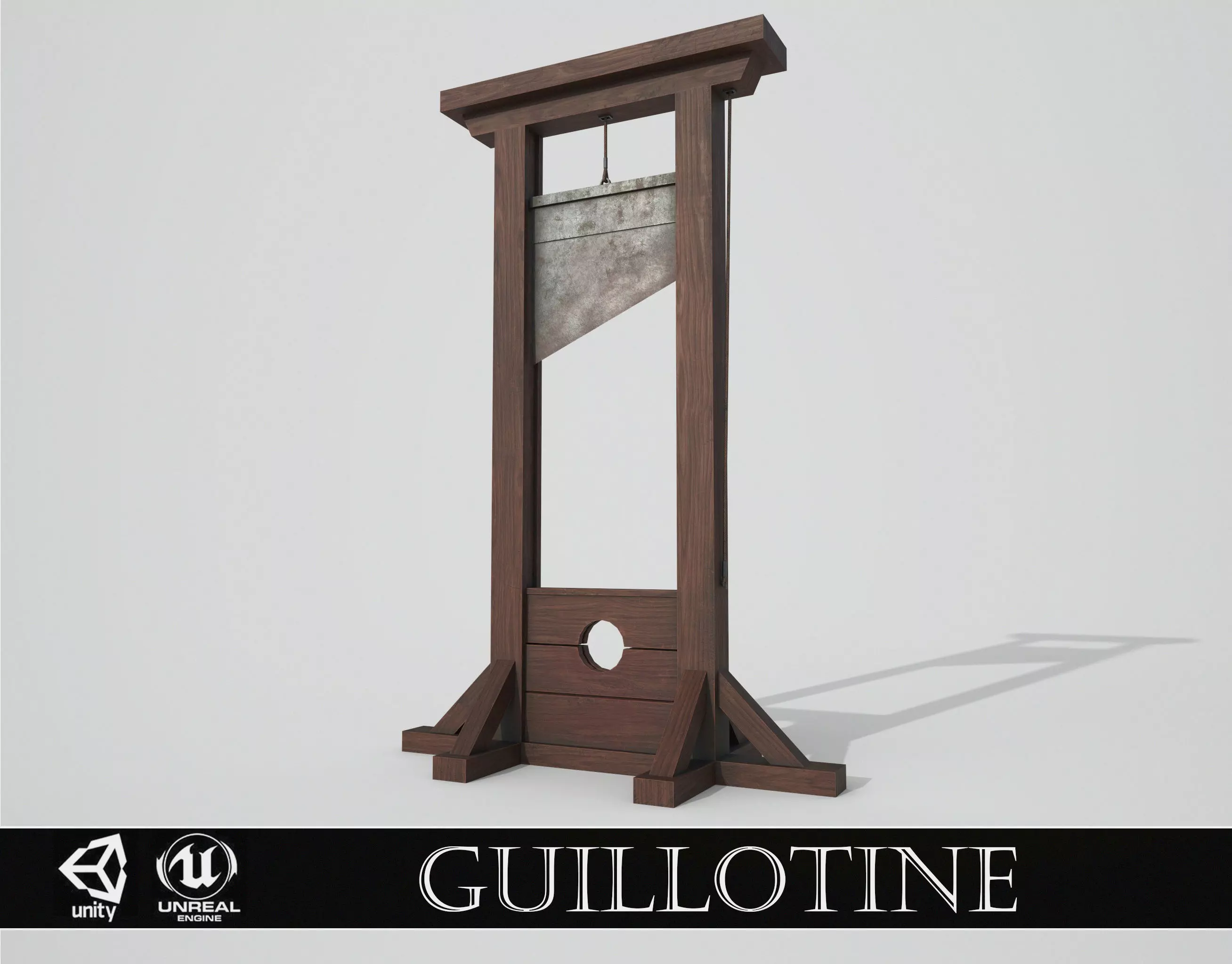 Medieval Guillotine Low-poly 3D model_0