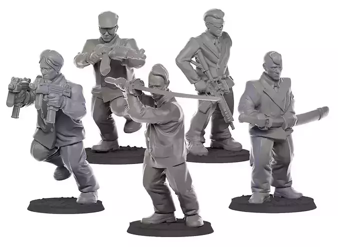 Bodyguard two figurines of man holding gun 3D print model