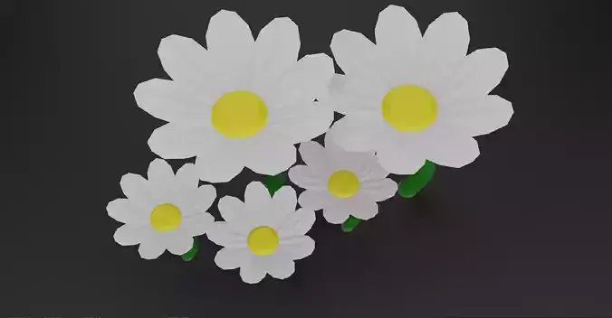 Low Poly Flowers three daisies