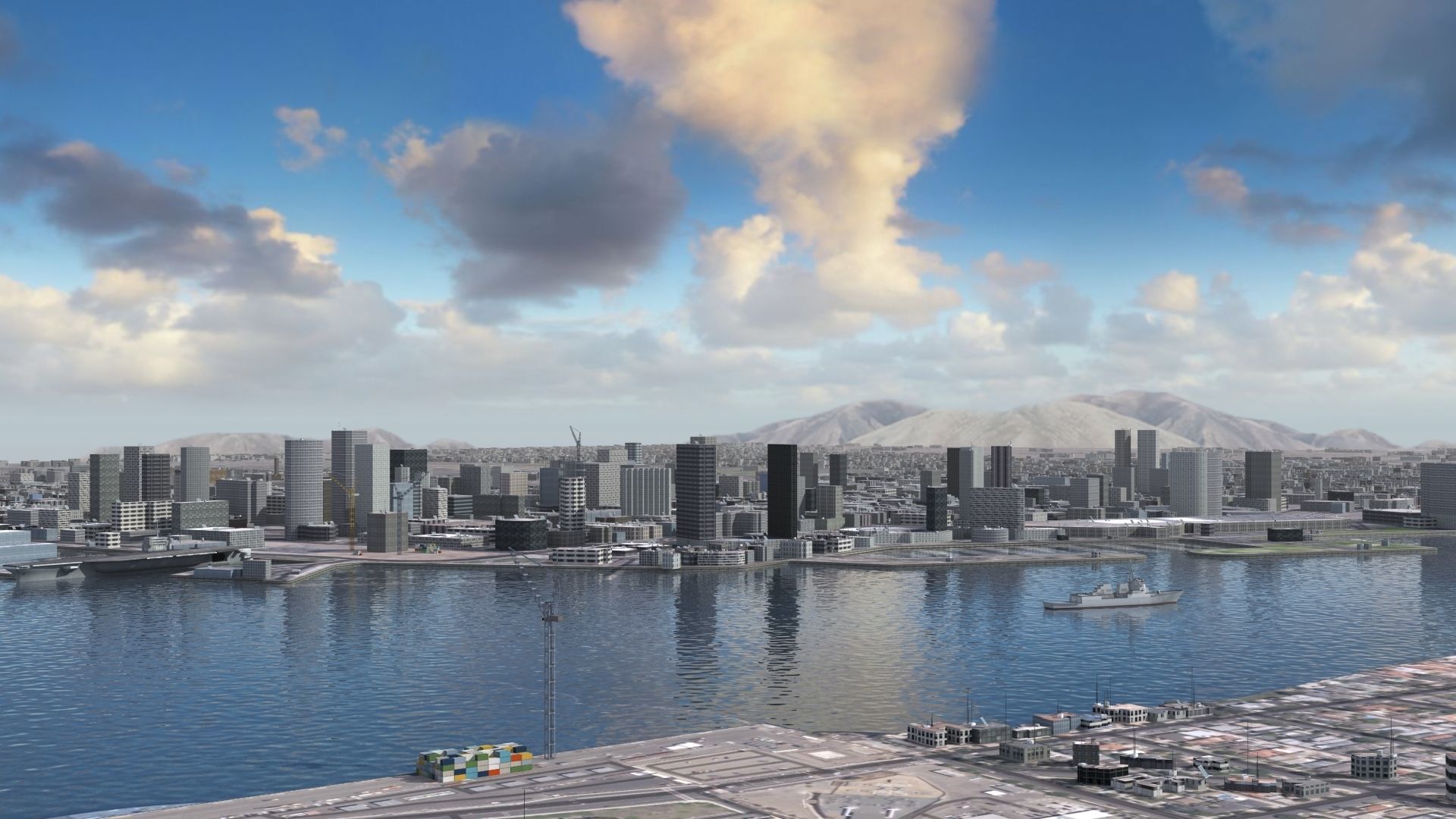 Military Naval Base Low-poly 3D model_7