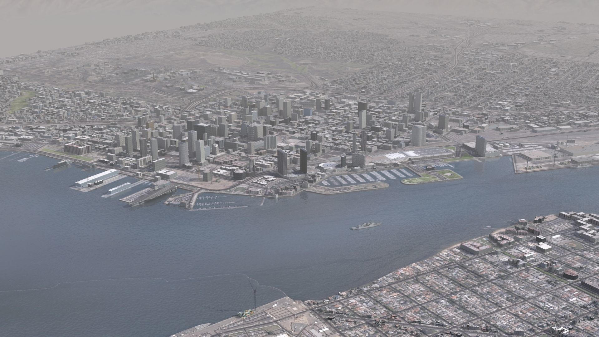 Military Naval Base Low-poly 3D model_2